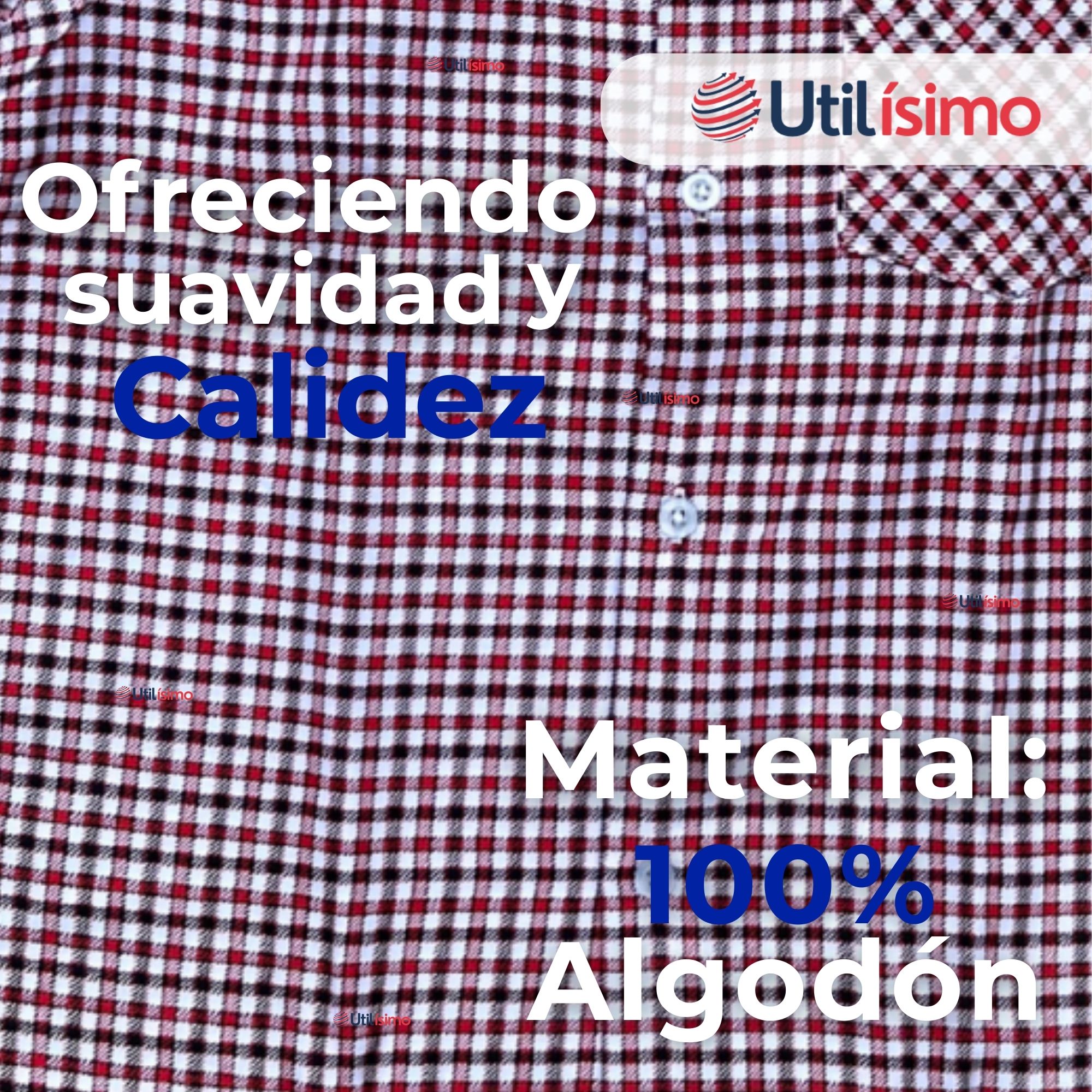 CAMISA HUASO CUADRILLE CUADRO MANGA LARGA 100% ALGODON ROJO NEGRO CASUAL - 9