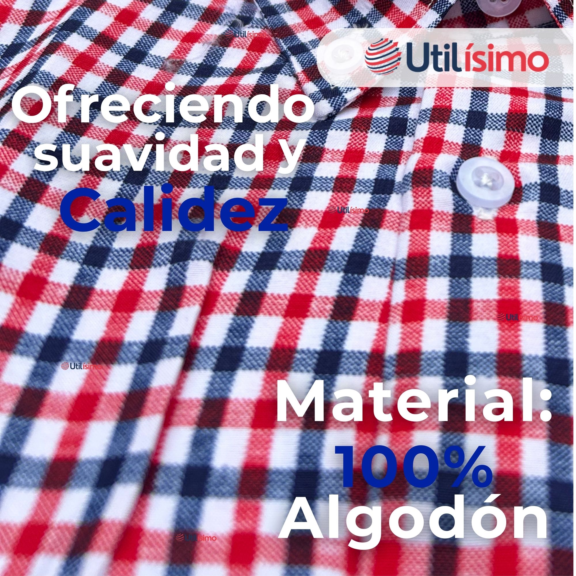 CAMISA HUASO CUADRILLE CUADRO MANGA LARGA 100% ALGODON AZUL ROJO CASUAL - 9