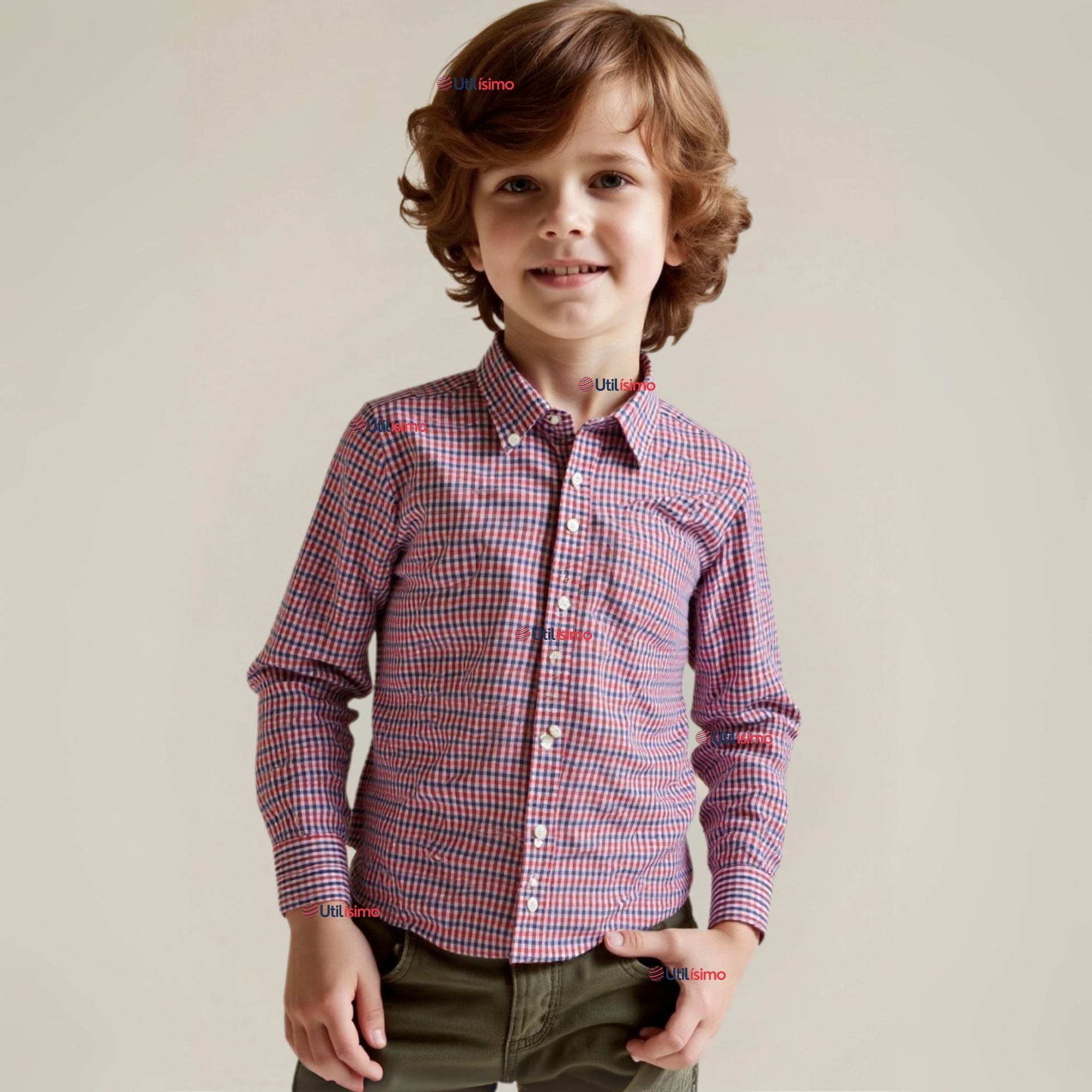 CAMISA HUASO CUADRILLE  CUADRO MANGA LARGA 100% ALGODON AZUL ROJO CASUAL - 1