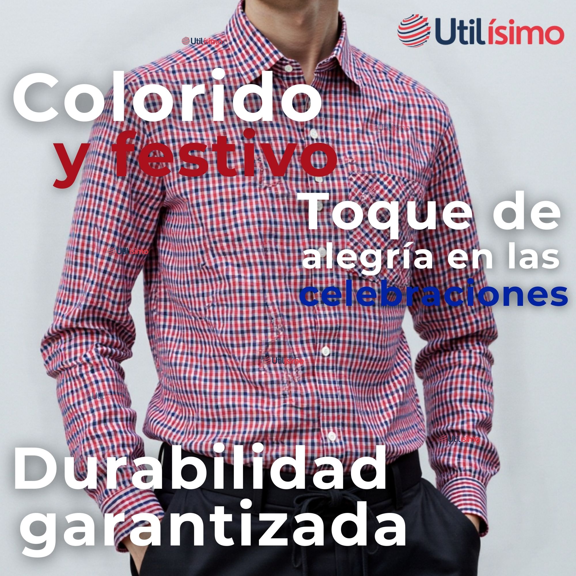 CAMISA HUASO CUADRILLE  CUADRO MANGA LARGA 100% ALGODON AZUL ROJO CASUAL - 8