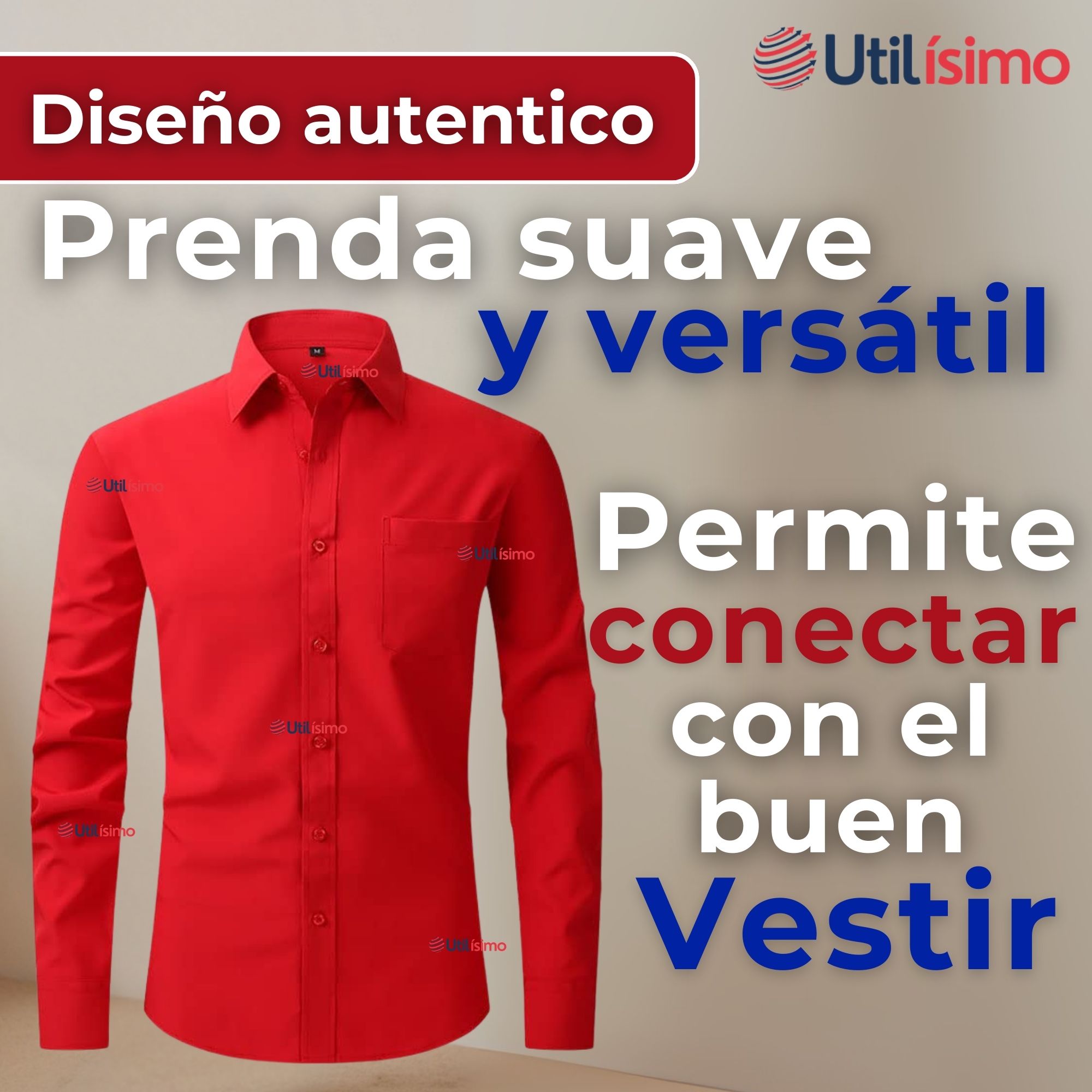 CAMISA CASUAL DE VESTIR MANGA LARGA CUELLO AMERICANO 100% ALGODON ROJO - 7