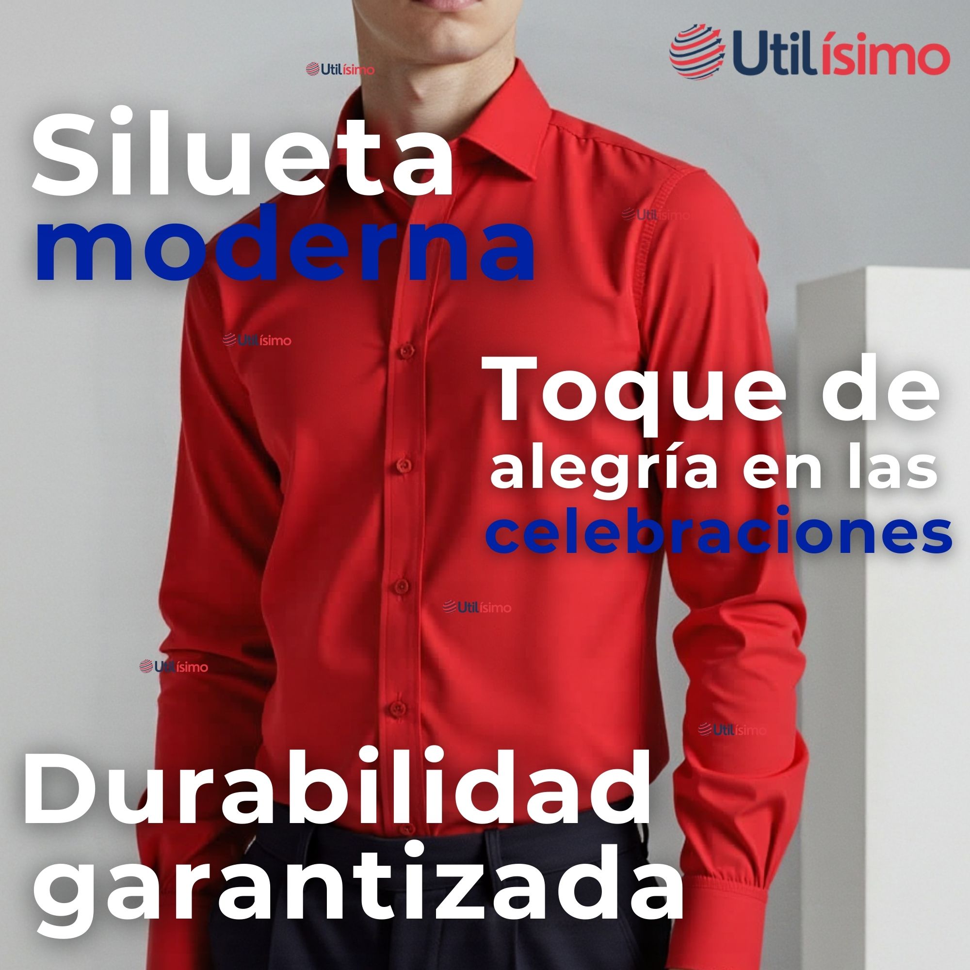 CAMISA CASUAL DE VESTIR MANGA LARGA CUELLO AMERICANO 100% ALGODON ROJO - 8