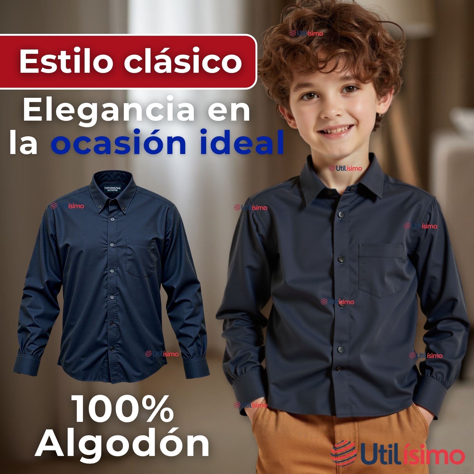CAMISA CASUAL DE VESTIR MANGA LARGA CUELLO AMERICANO ALGODON NEGRO - 3