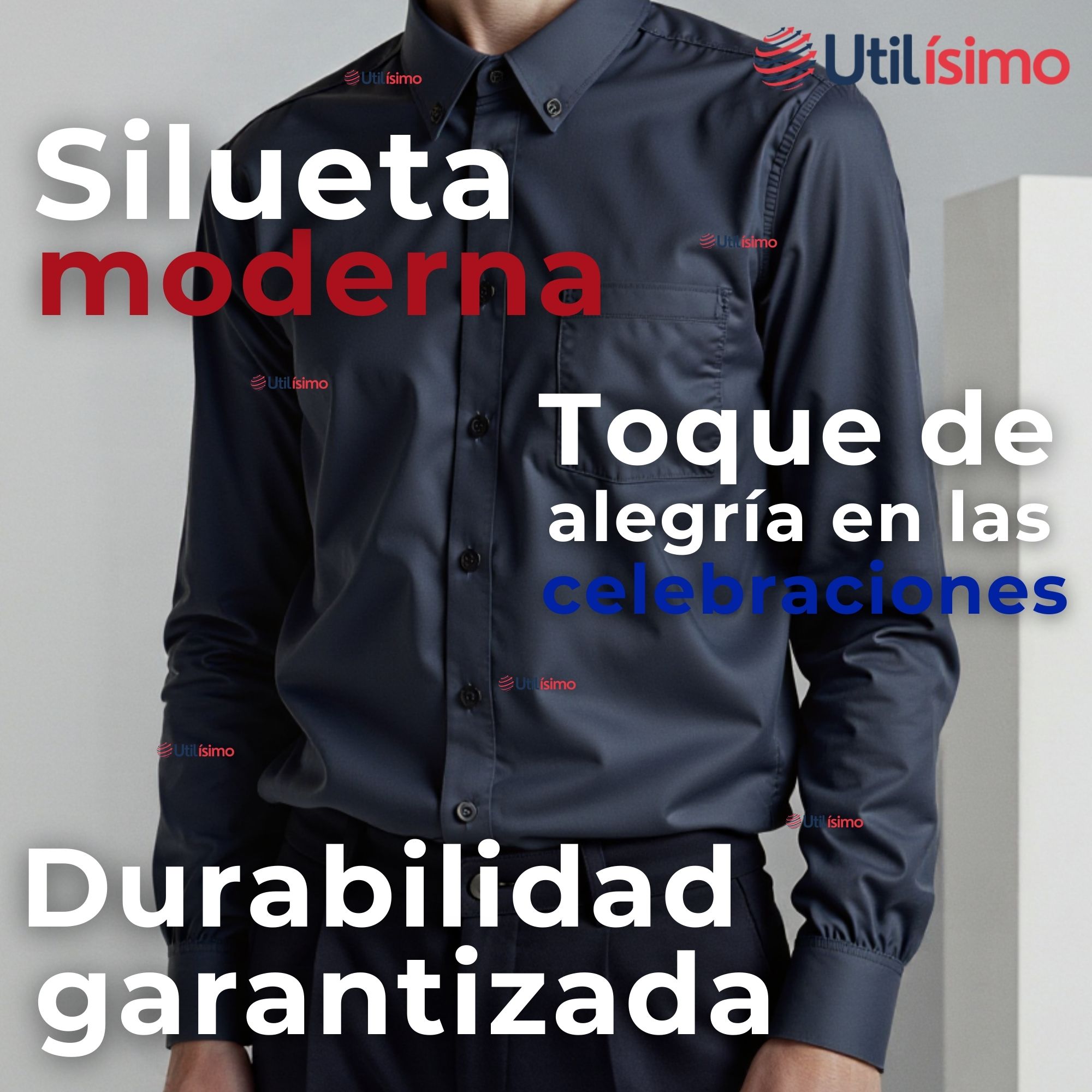 CAMISA CASUAL DE VESTIR MANGA LARGA CUELLO AMERICANO ALGODON NEGRO - 8