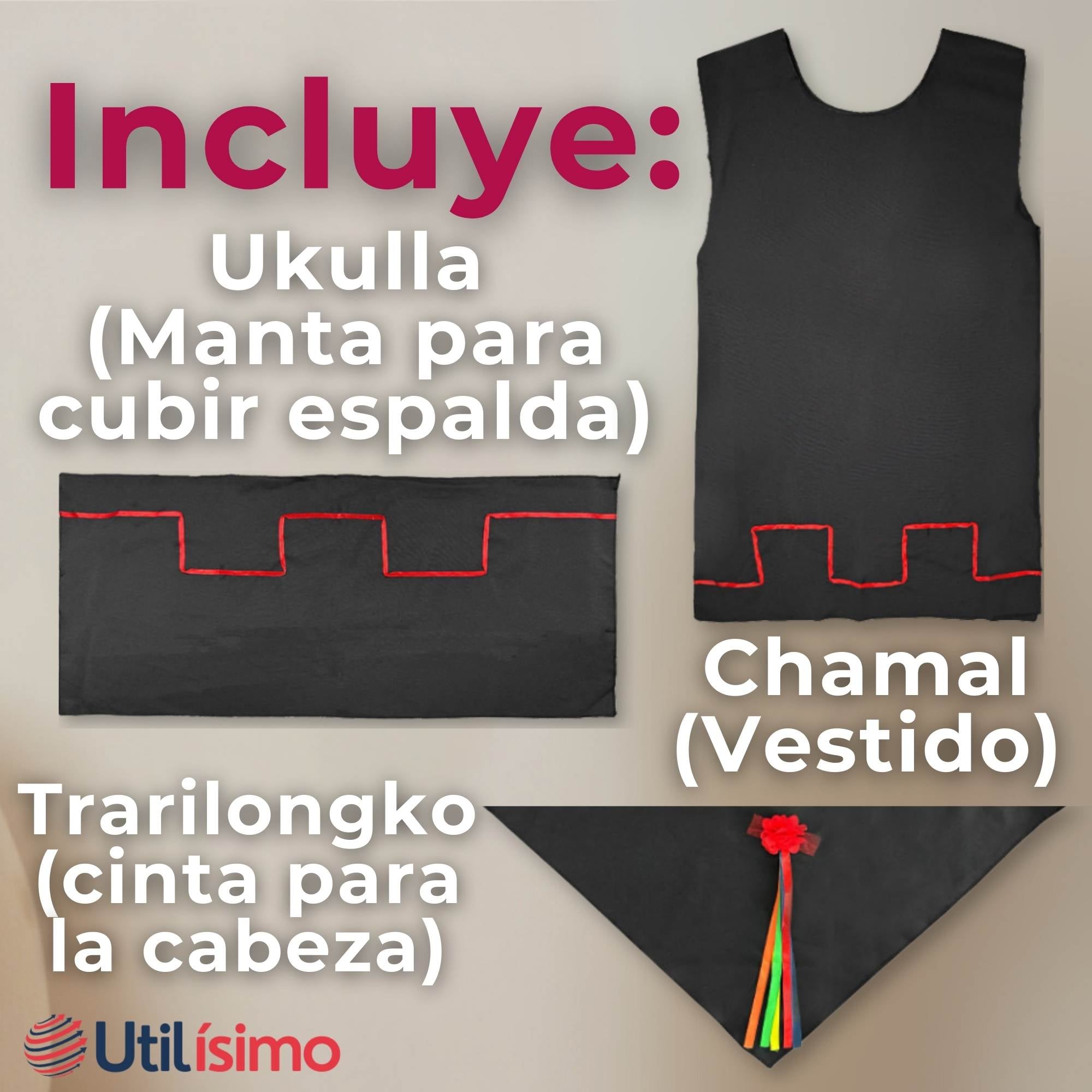 TRAJE VESTIDO MAPUCHE NIÑA 4 AÑOS HASTA TALLA S VESTIMENTA TIPICA - 5