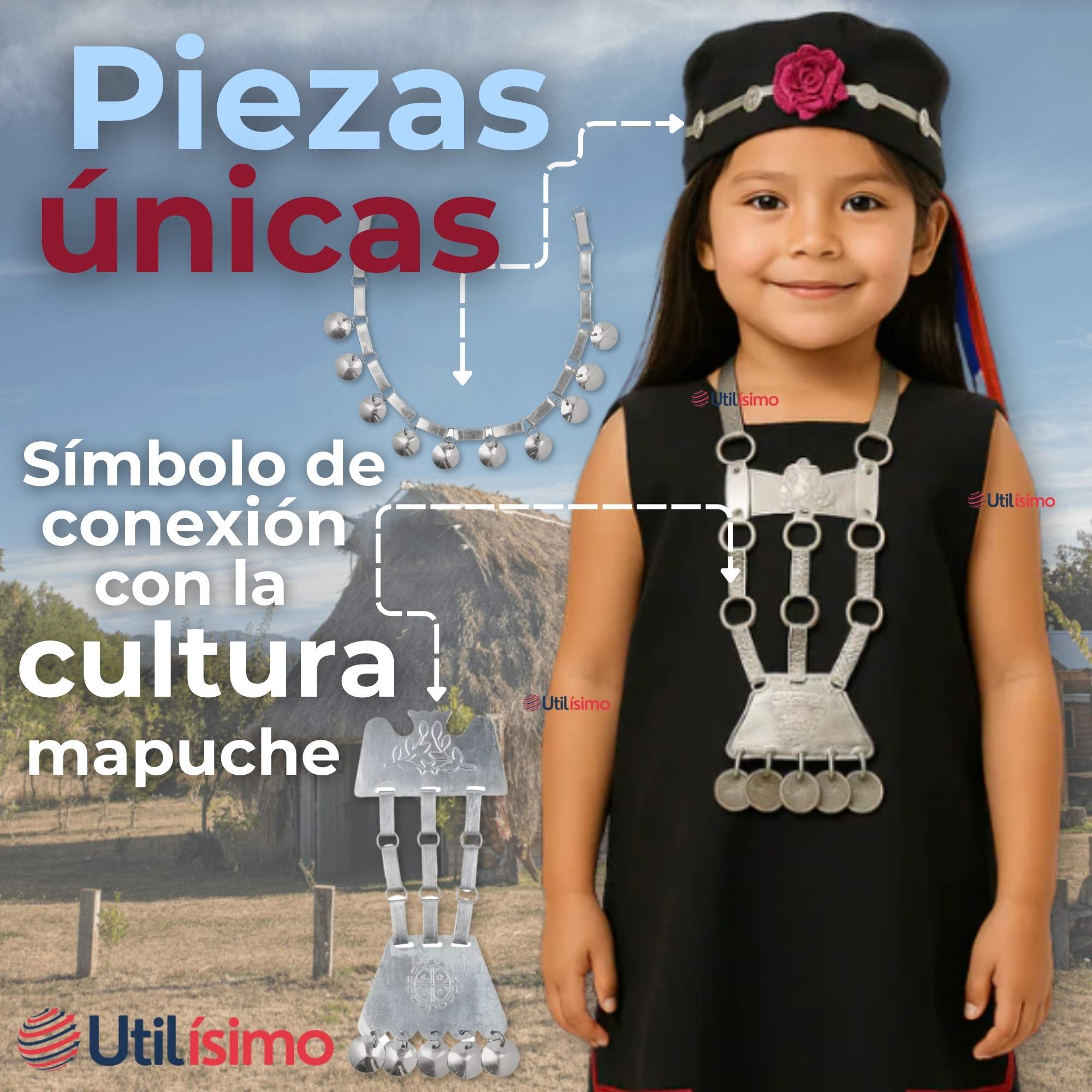 COLLAR TRAPELACUCHA MAPUCHE MACHI ALUMINIO FIESTAS PATRIAS - 5