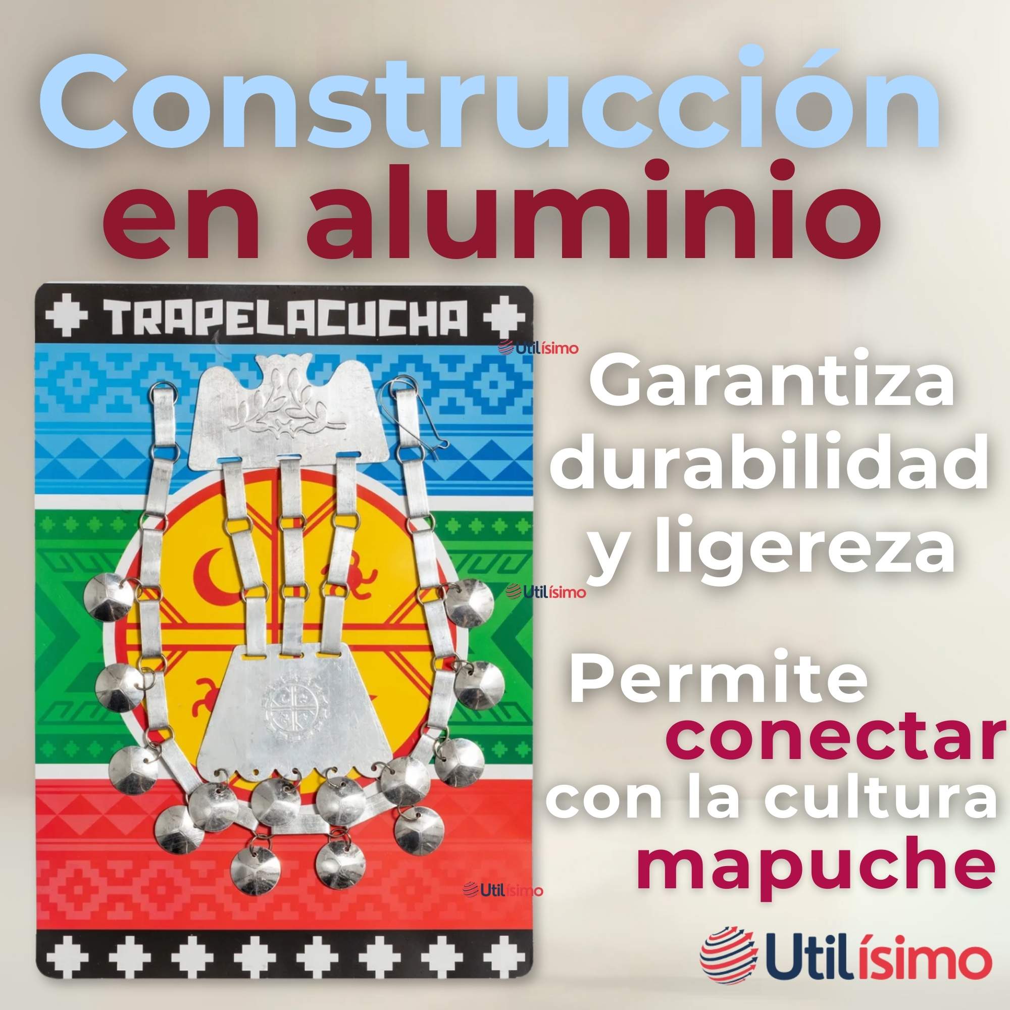 COLLAR TRAPELACUCHA MAPUCHE MACHI ALUMINIO FIESTAS PATRIAS - 6