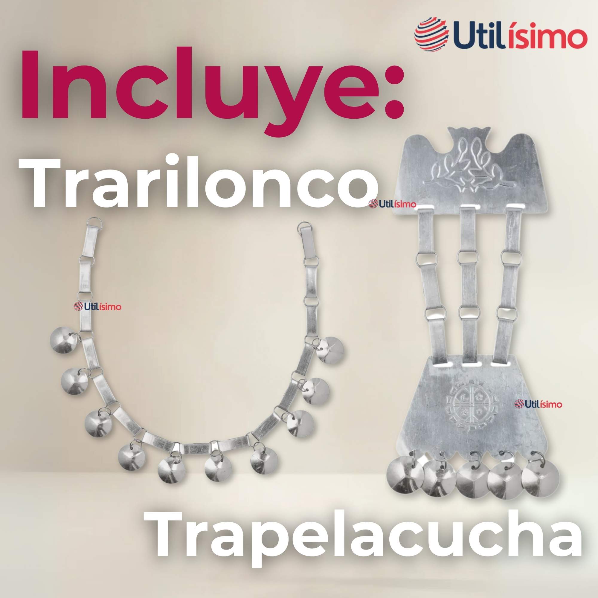 COLLAR TRAPELACUCHA MAPUCHE MACHI ALUMINIO FIESTAS PATRIAS - 4