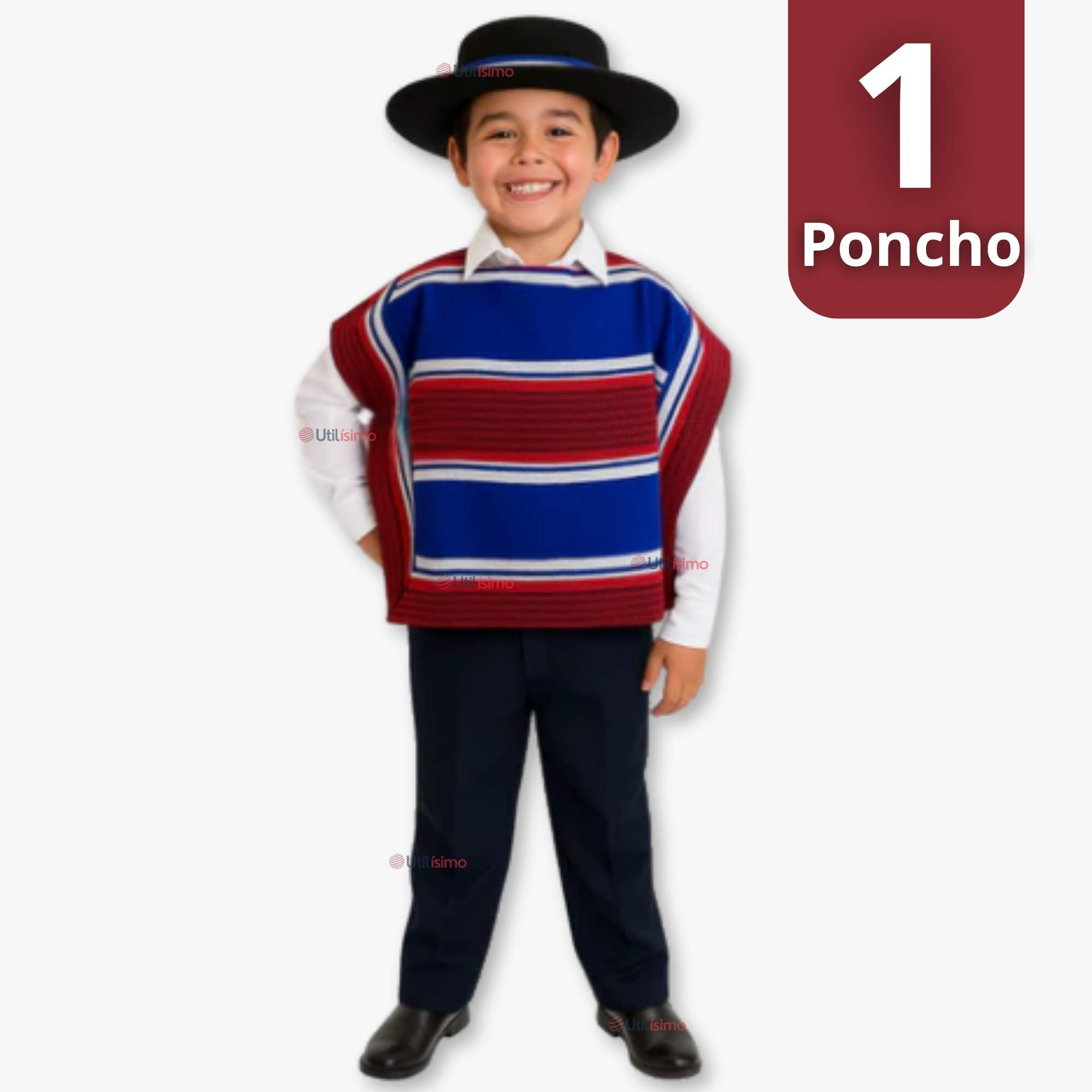 PONCHO MANTA HUASO CUECA FIESTAS PATRIAS PARA NIÑOS - 1