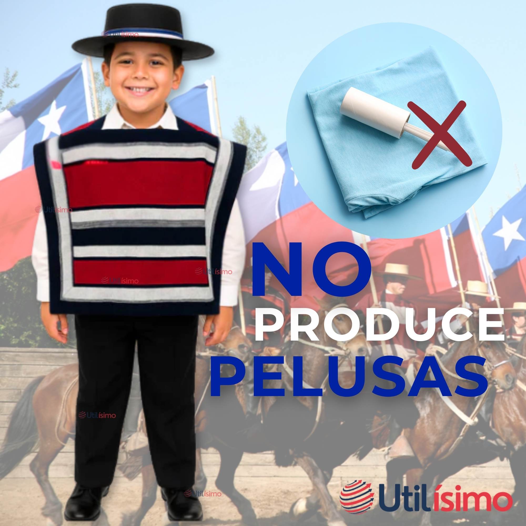 PONCHO MANTA HUASO CUECA FIESTAS PATRIAS PARA NIÑOS - 9