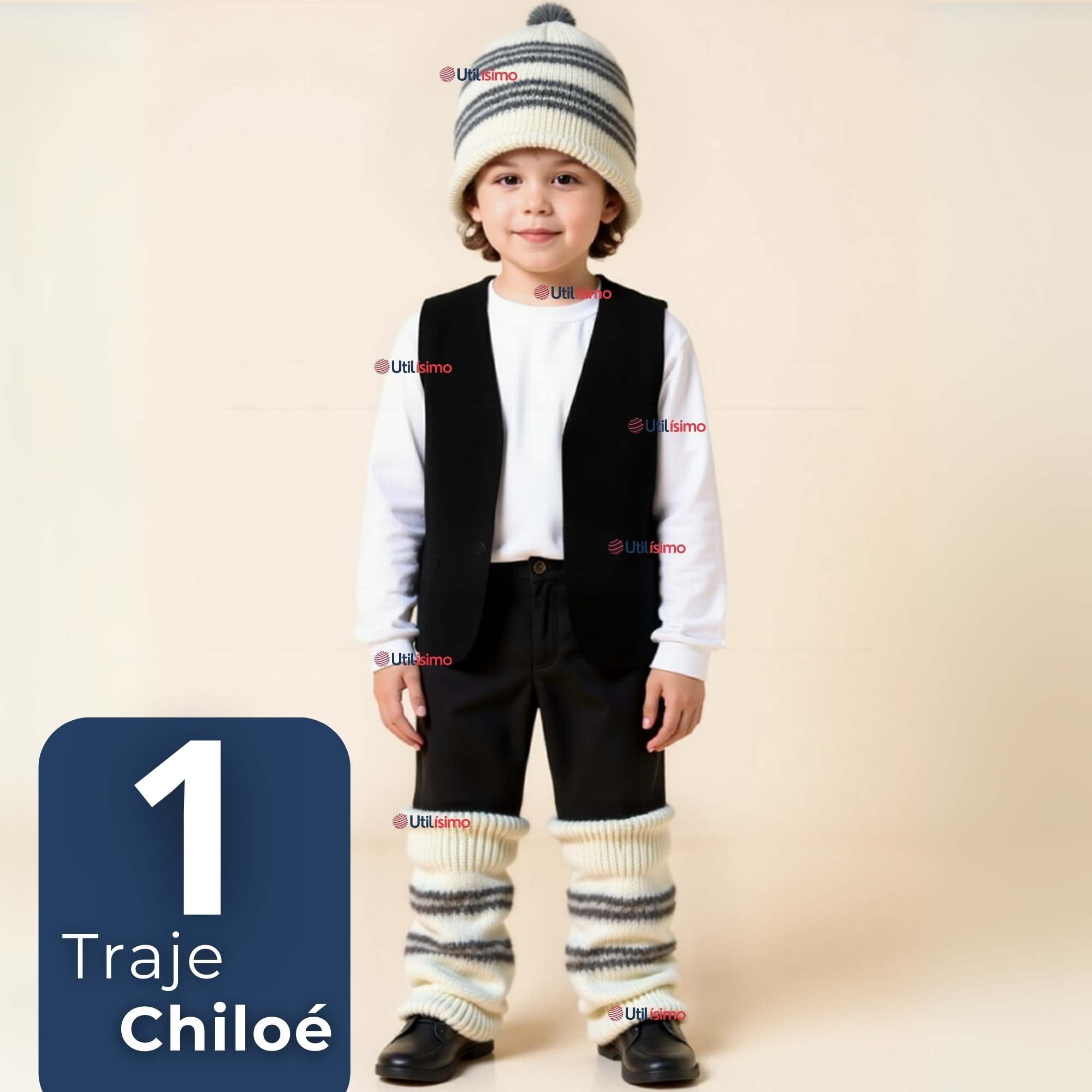Traje Chilote Niño + Polera Fiestas Patrias Chile 2 a 4 años - 1