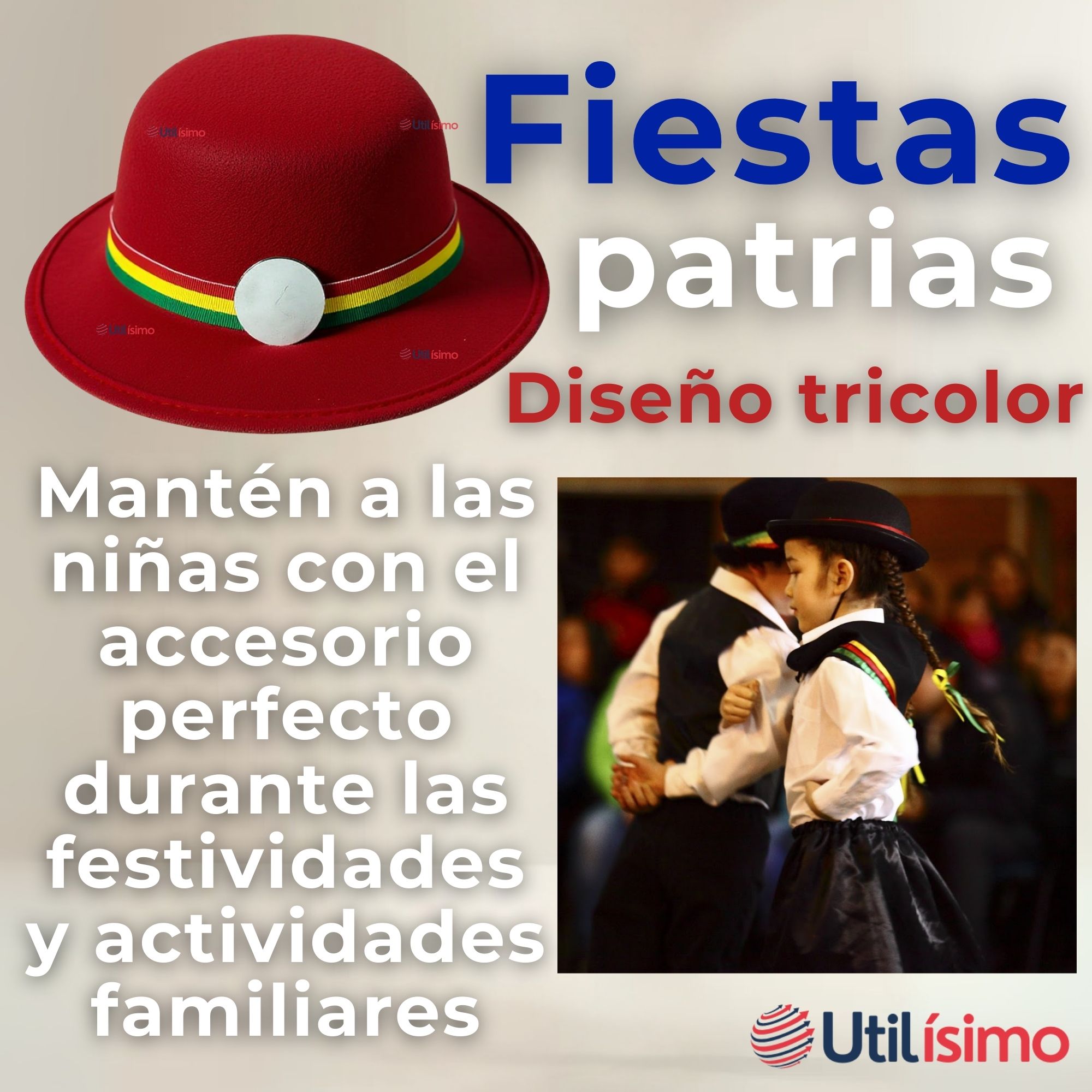 SOMBRERO NORTINO NIÑA FIESTAS PATRIAS GORRO ROJO BAILE DANZA - 11