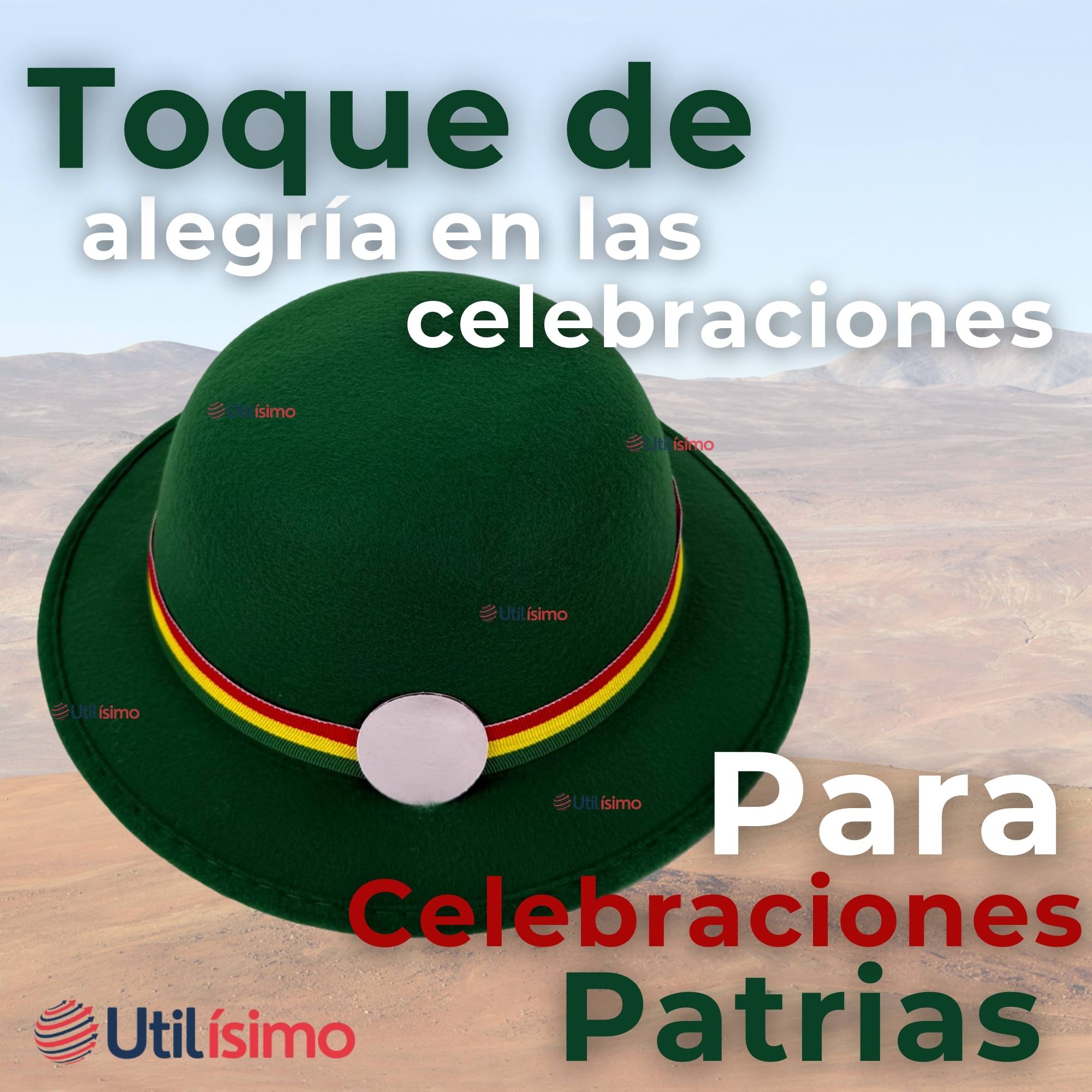SOMBRERO NORTINO VERDE FIESTAS PATRIAS NIÑA BAILE DANZA (0) - 3