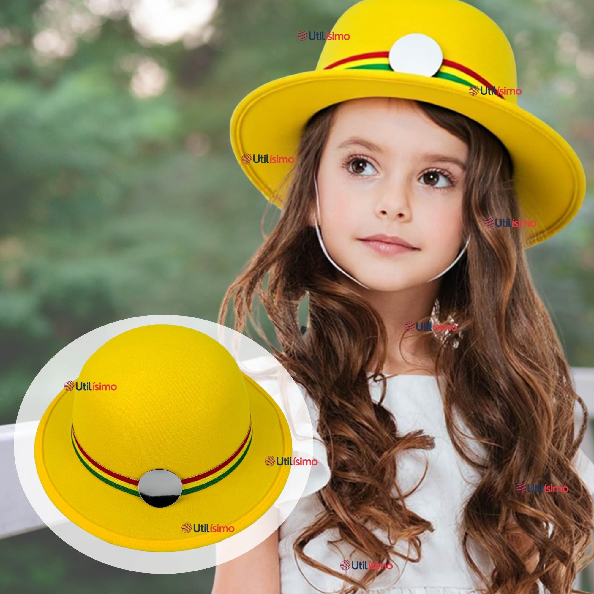 SOMBRERO NORTINO NIÑA FIESTAS PATRIAS AMARILLO BAILE DANZAS - 1