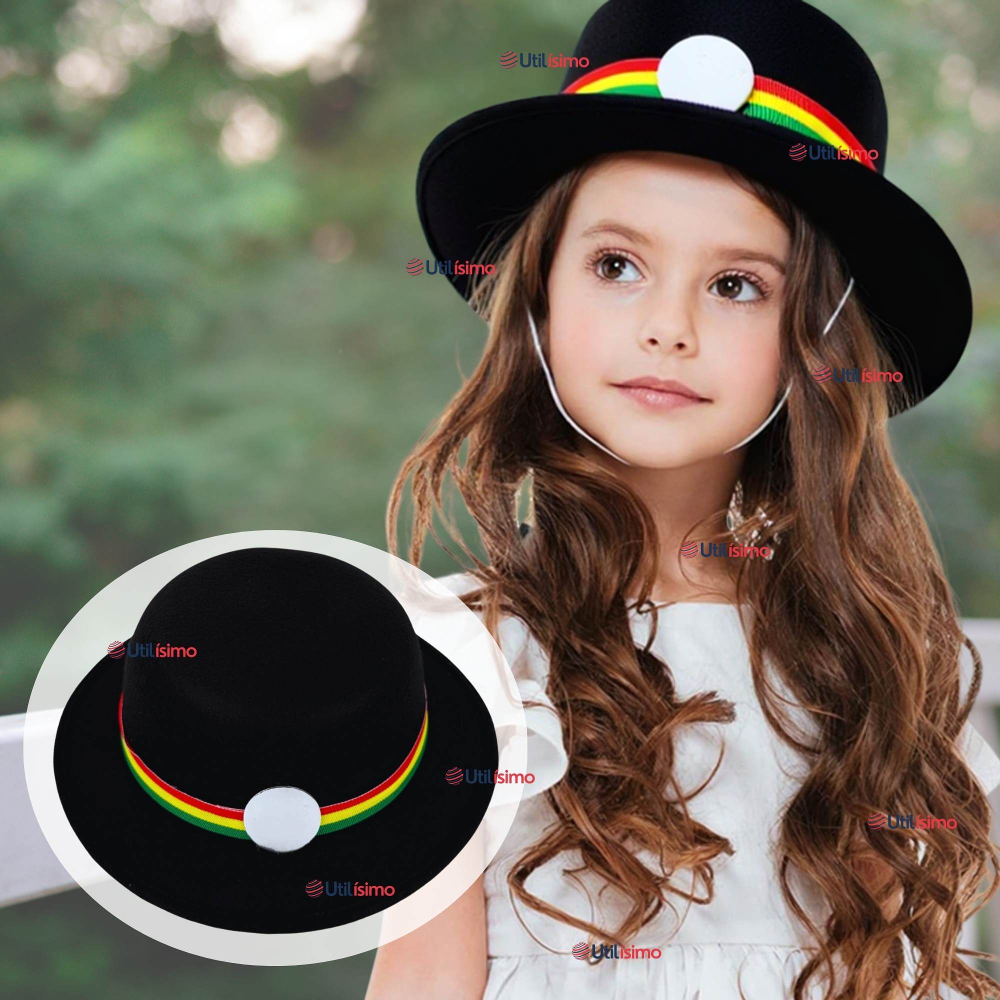 SOMBRERO NORTINO NIÑA FIESTAS PATRIAS NEGRO BAILE DANZAS - 1