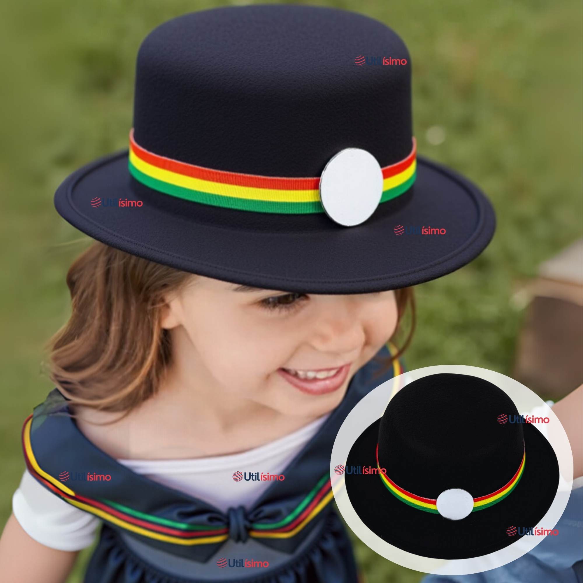 SOMBRERO NORTINO NIÑA FIESTAS PATRIAS NEGRO BAILE DANZAS - 1