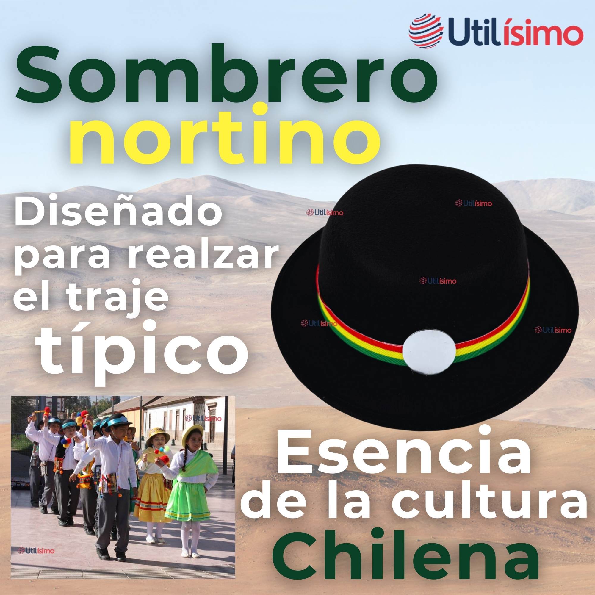 SOMBRERO NORTINO NIÑA FIESTAS PATRIAS NEGRO BAILE DANZAS - 7