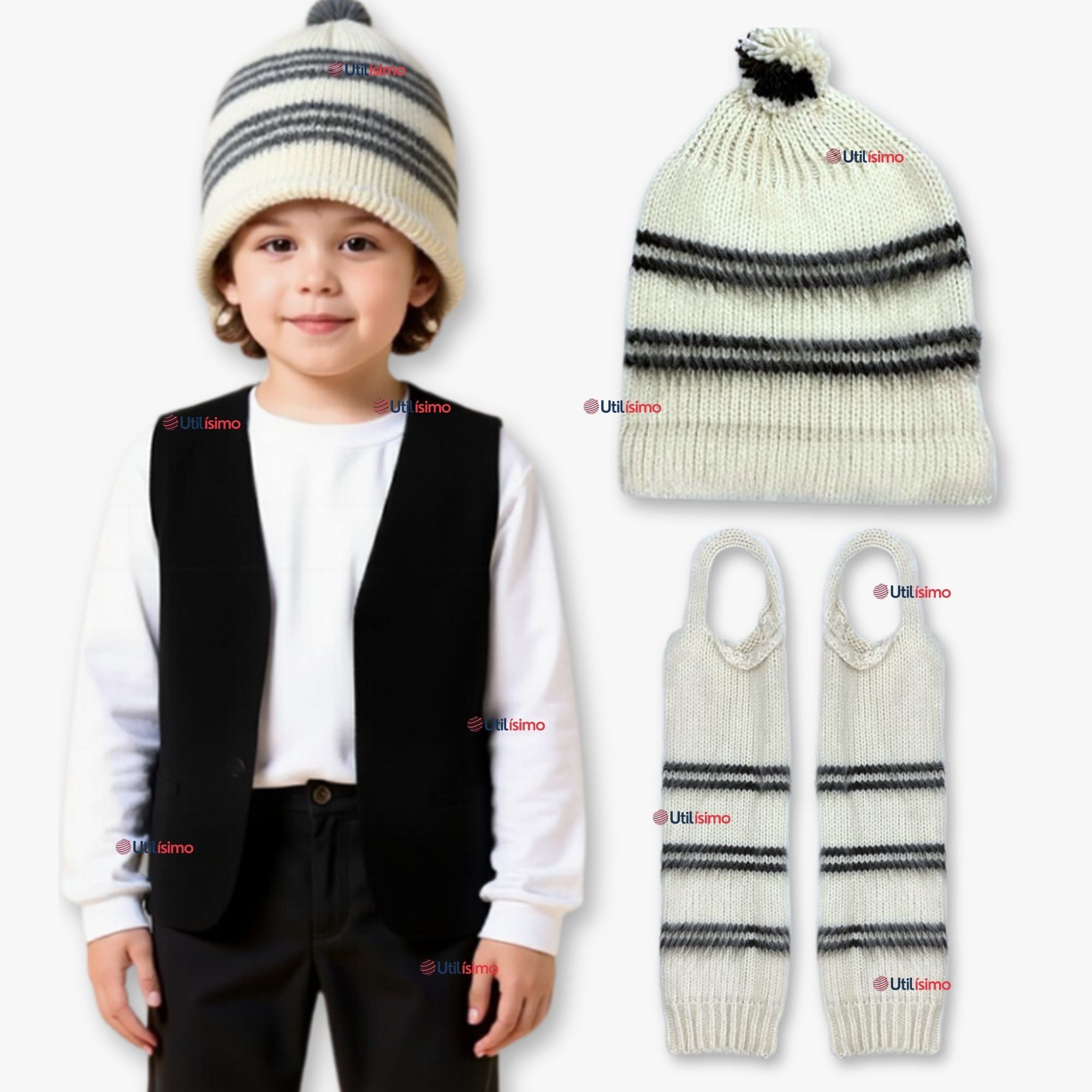 TRAJE CHILOTE GORRO+POLAINAS FIESTAS PATRIAS NIÑO CHILE - 1