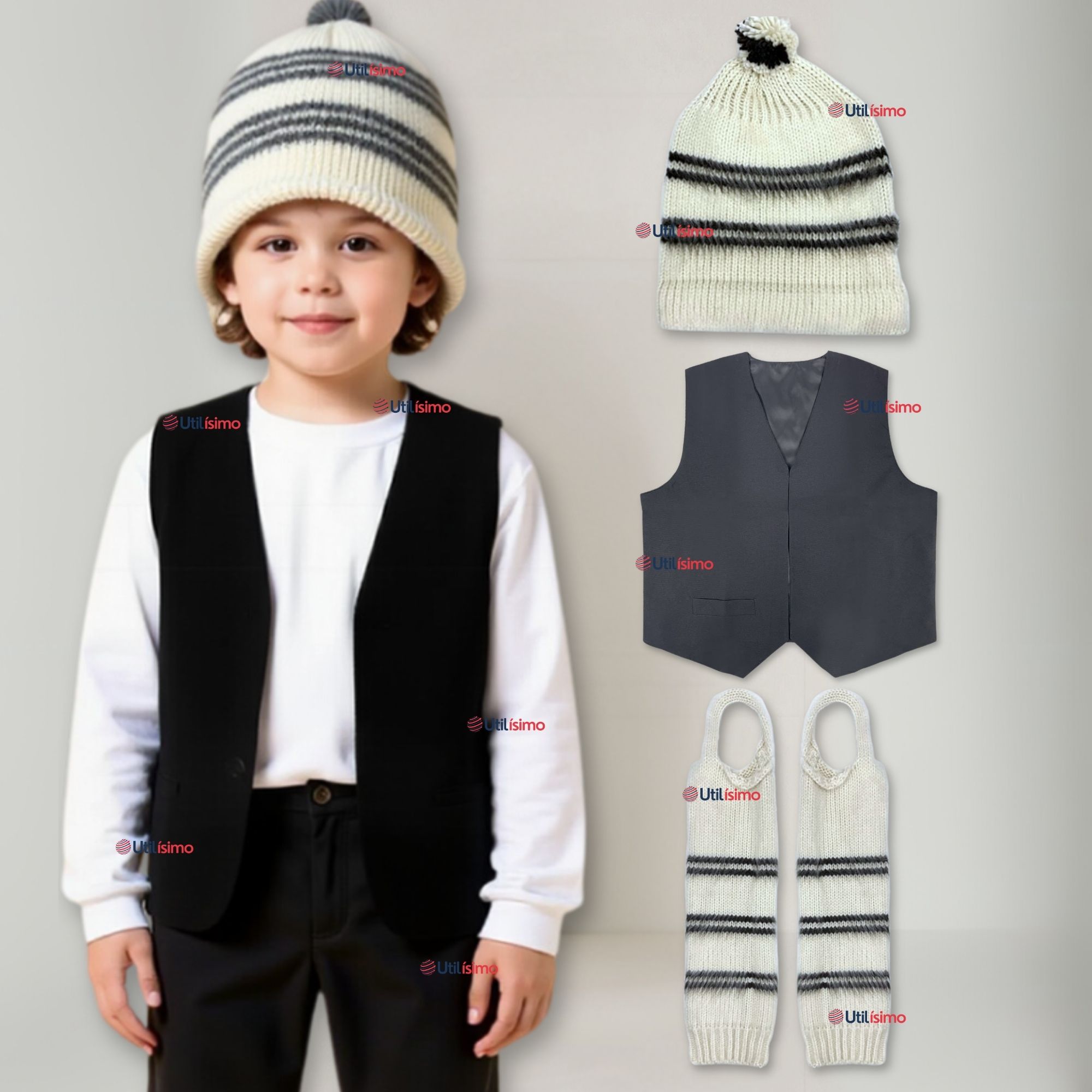 TRAJE CHILOTE GORRO+CHALECO+POLAINAS NIÑO - 1