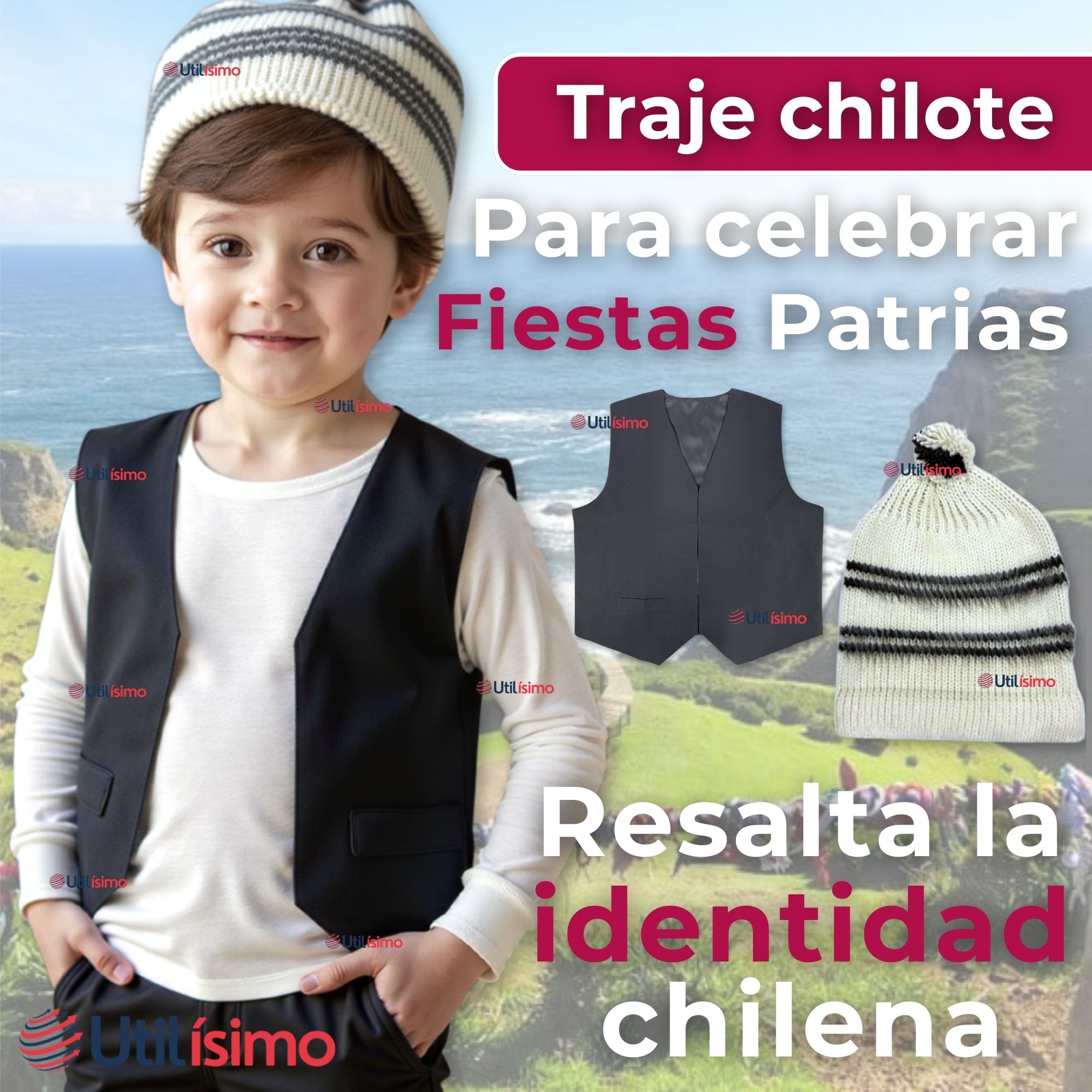 TRAJE CHILOTE GORRO+CHALECO+POLAINAS NIÑO - 2
