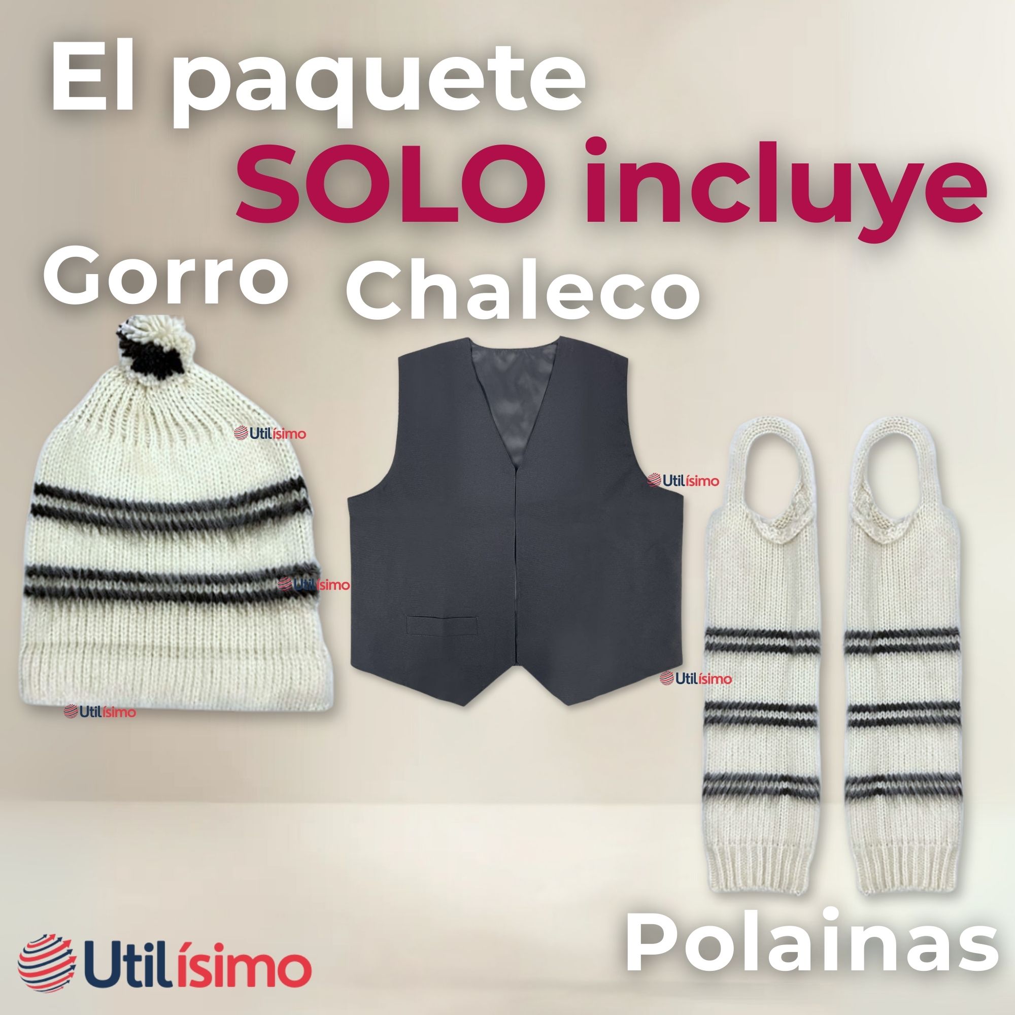 TRAJE CHILOTE GORRO+CHALECO+POLAINAS NIÑO TALLA M - 3