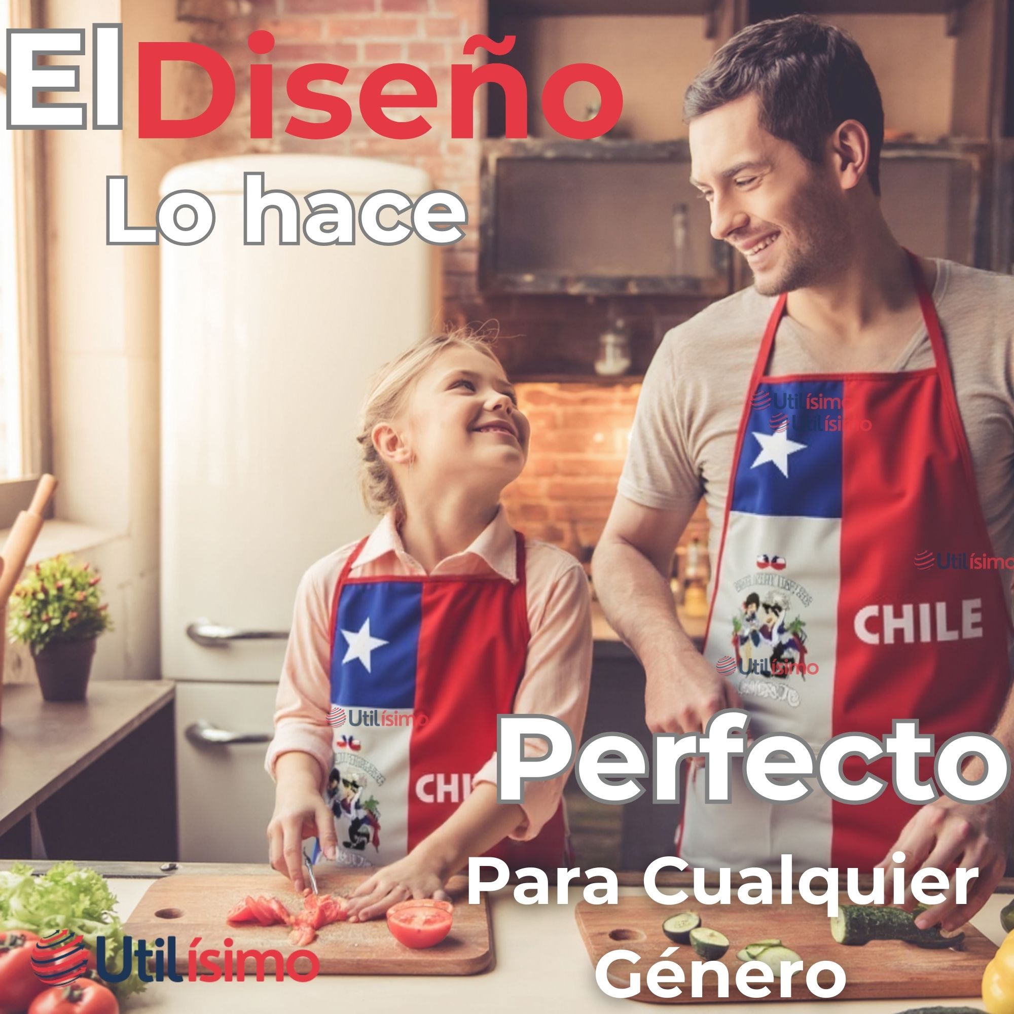 DELANTAL COCINA FIESTAS PATRIAS BANDERA CHILENA 60X90 CM CONDORITO - 4