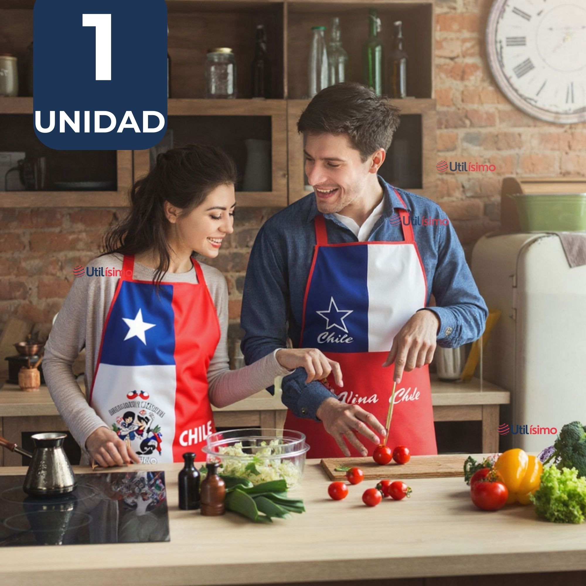 DELANTAL COCINA FIESTAS PATRIAS BANDERA CHILENA 60X90CM SURTIDOS - 1