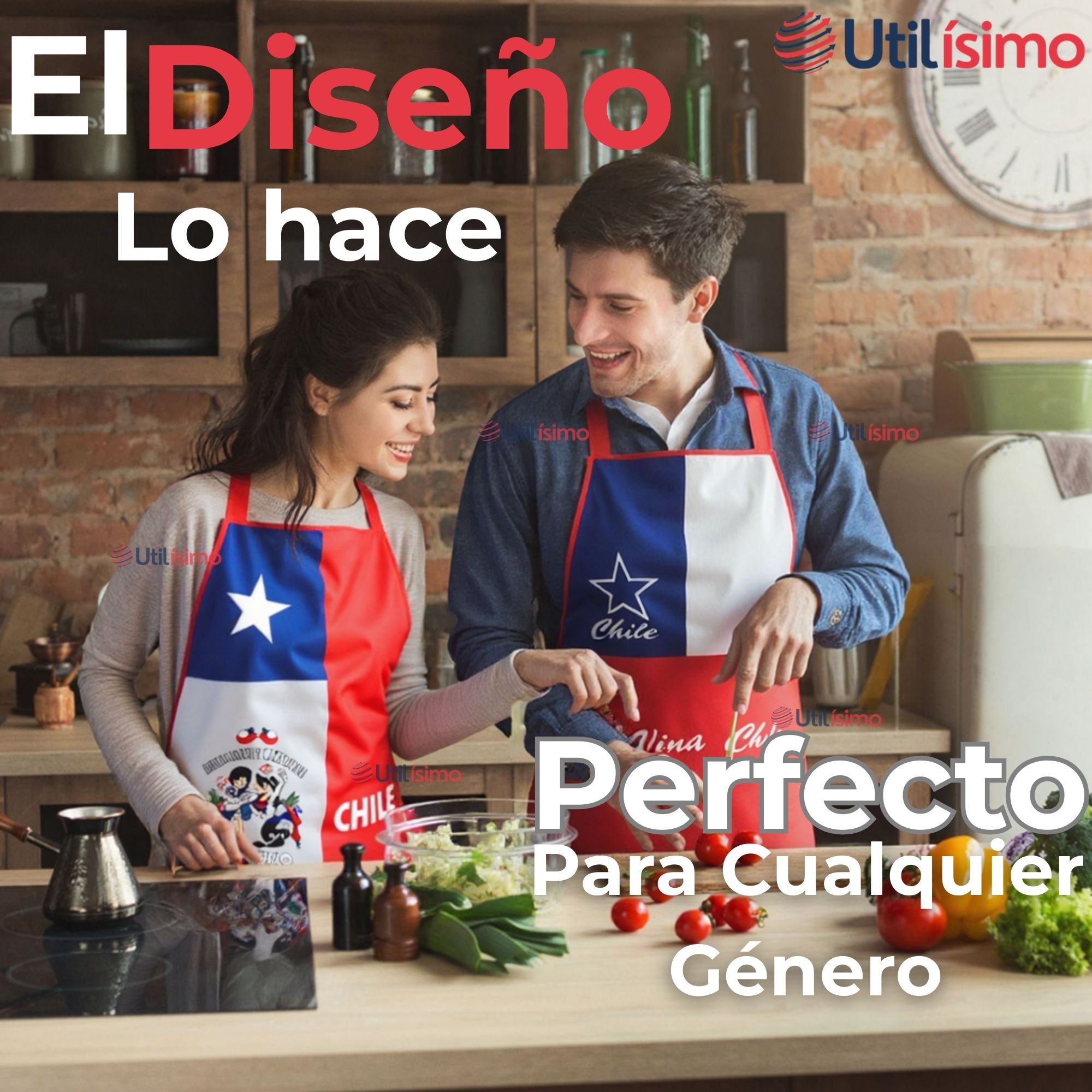 DELANTAL COCINA FIESTAS PATRIAS BANDERA CHILENA 60X90CM SURTIDOS - 5