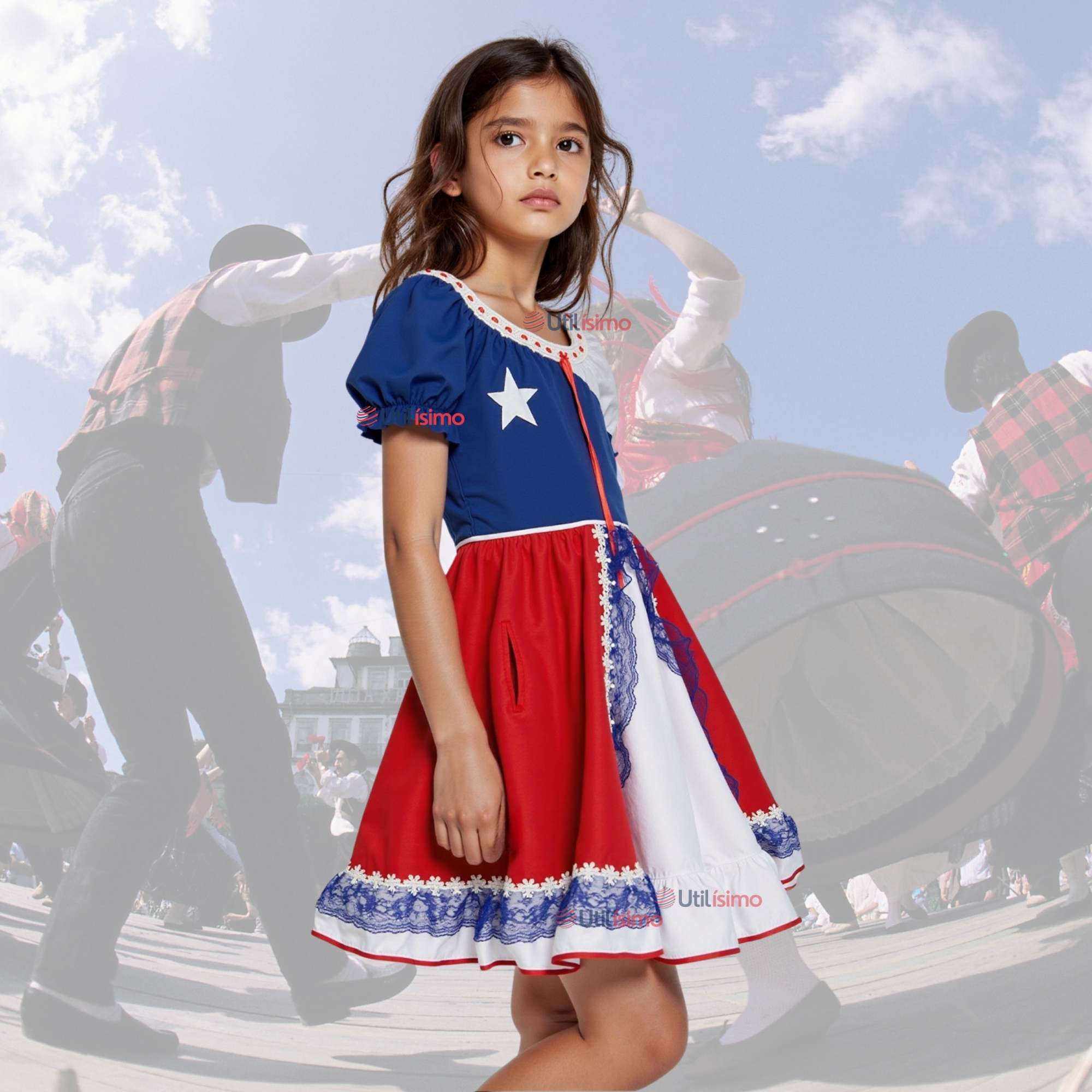 VESTIDO HUASA CHINITA NIÑA FIESTAS PATRIAS BANDERA CHILENA - 1