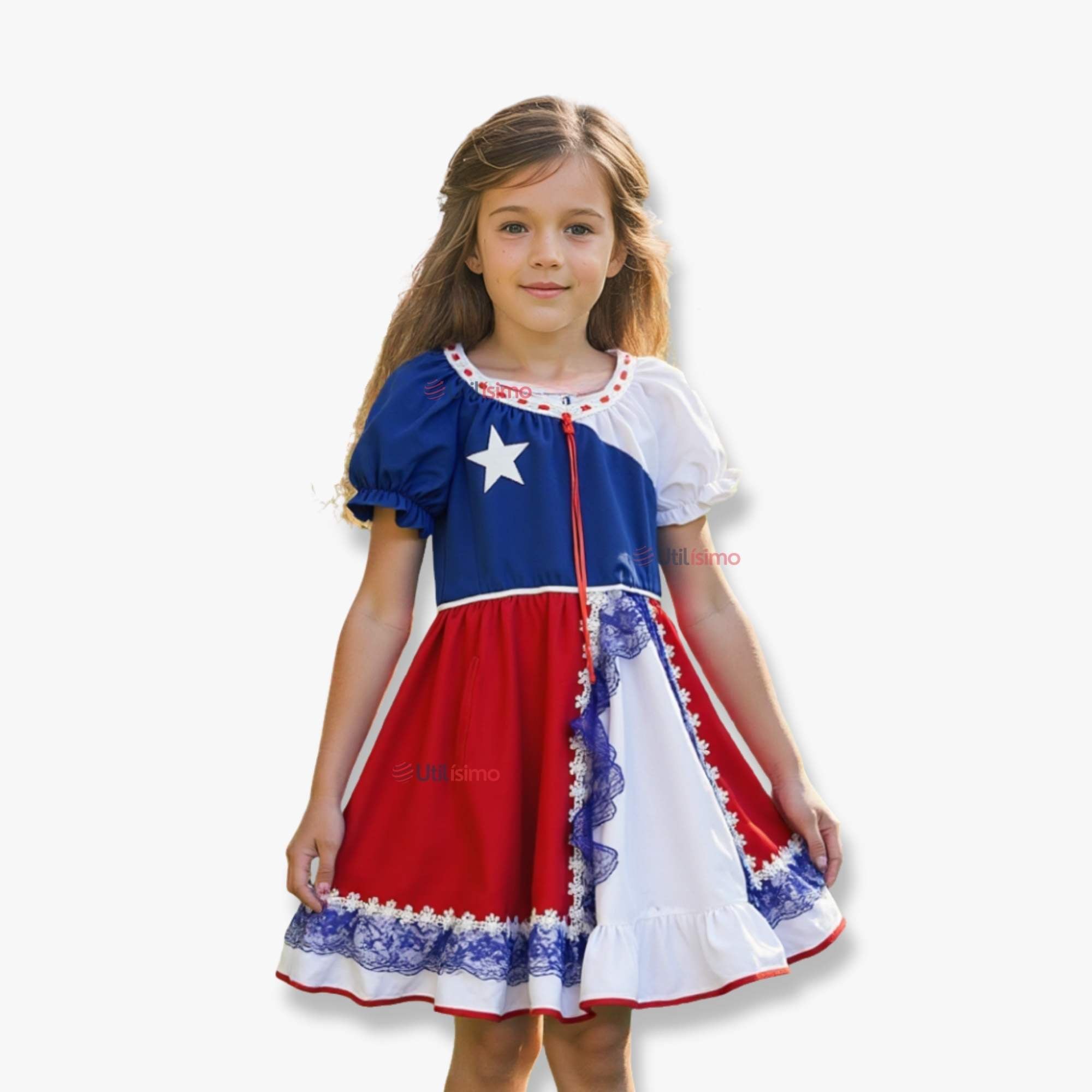 VESTIDO HUASA CHINITA NIÑA FIESTAS PATRIAS BANDERA CHILENA - 1