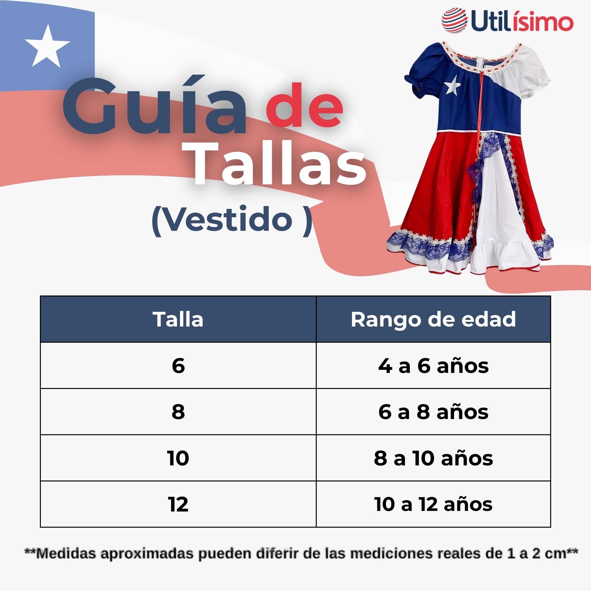 VESTIDO HUASA CHINITA NIÑA FIESTAS PATRIAS BANDERA CHILENA - 4
