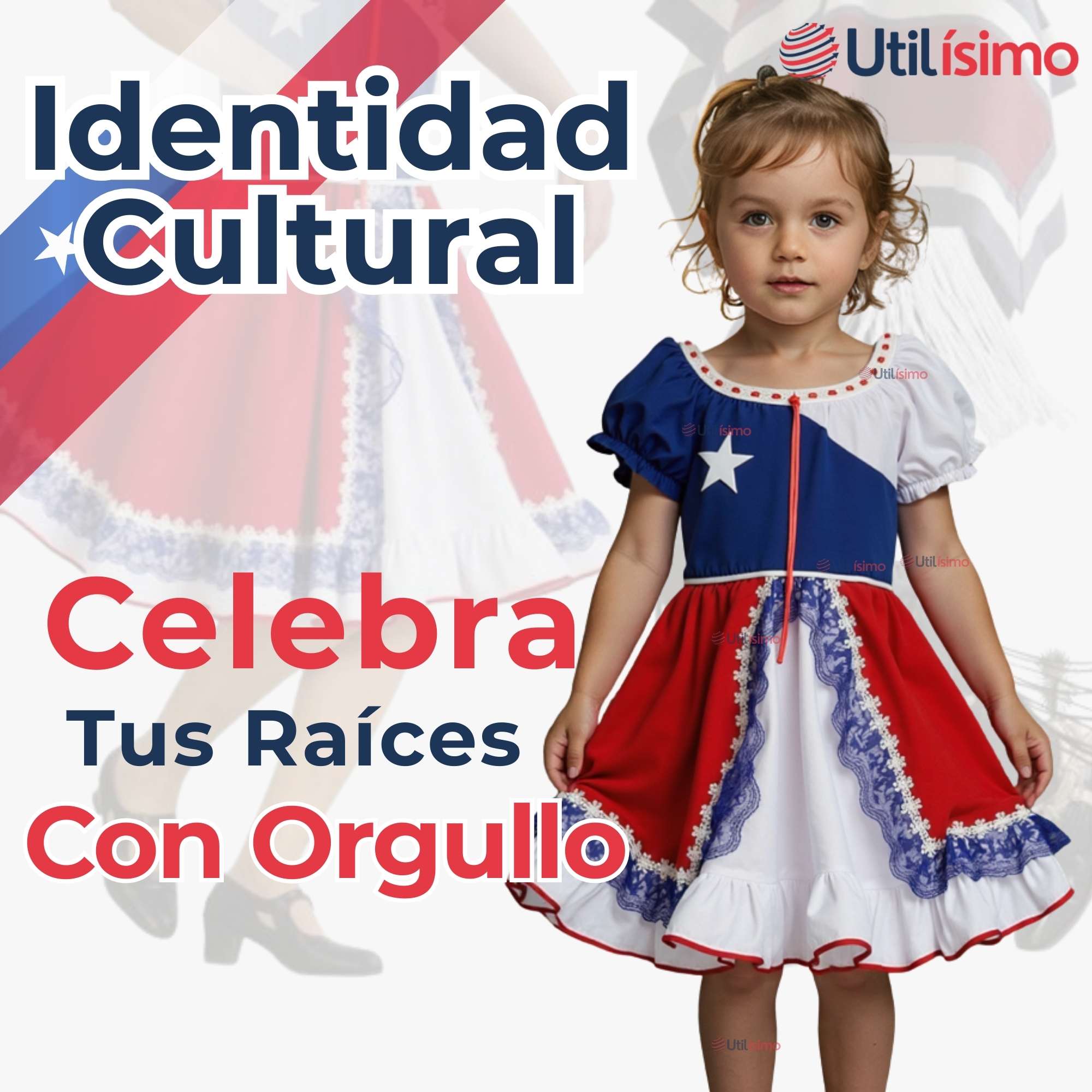 VESTIDO HUASA NIÑA BANDERA CHILENA FIESTAS PATRIAS - 5