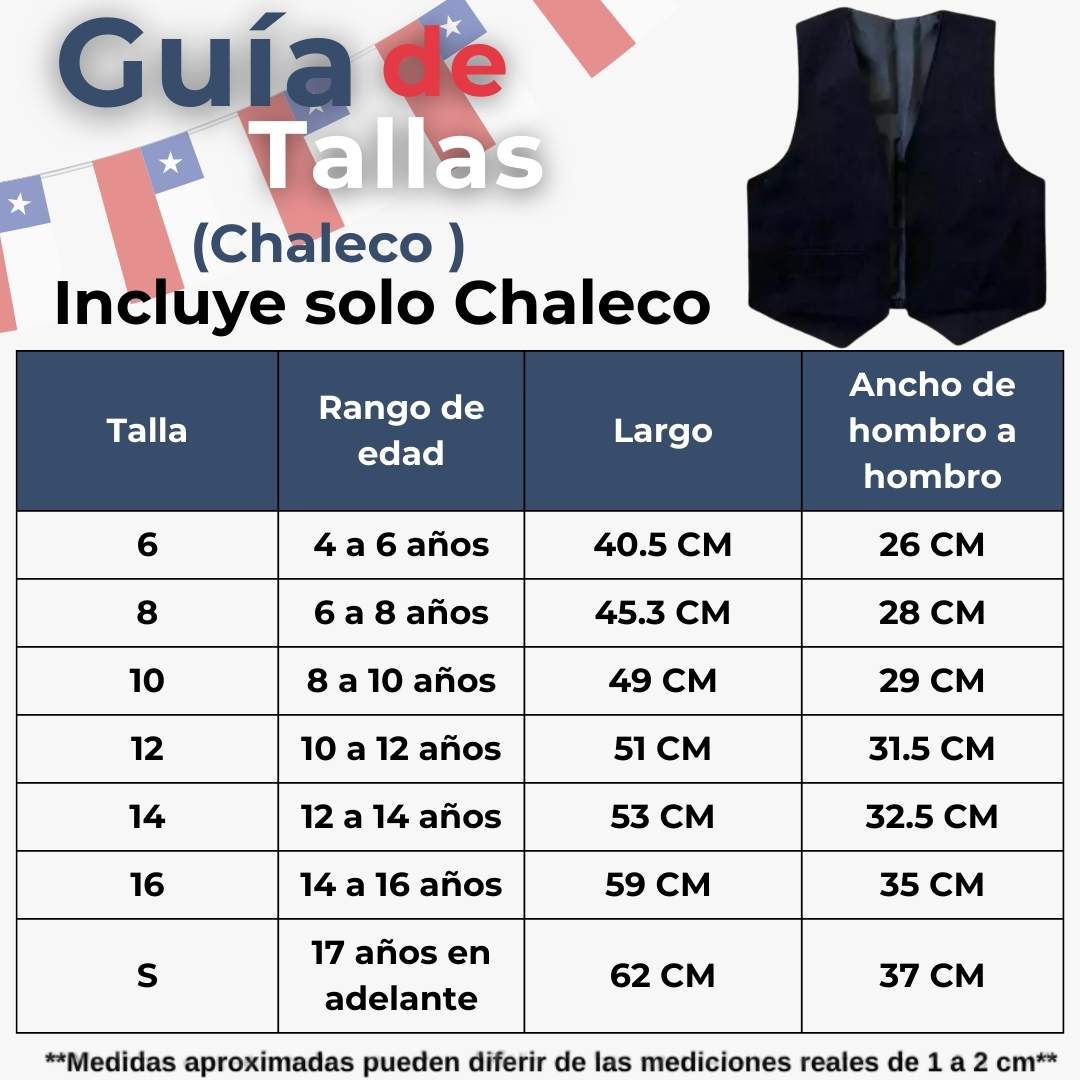 PACK 3 CHALECO BOLERO NORTINO NIÑO JUVENIL FIESTAS PATRIAS NEGRO - 3