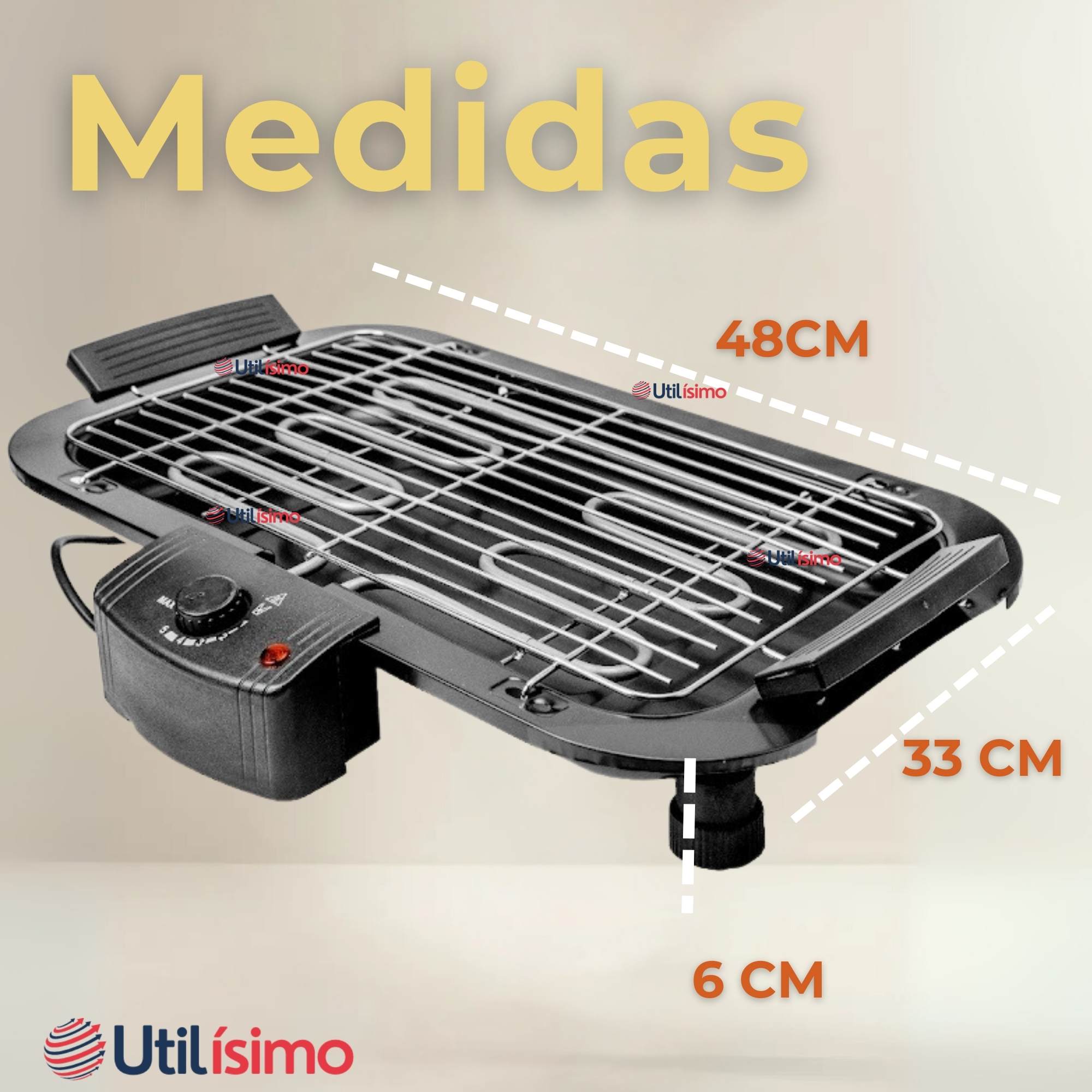 PARRILLERA ELÉCTRICA ASADOR 2000W DE POTENCIA ANTIADHERENTE NEGRO - 4