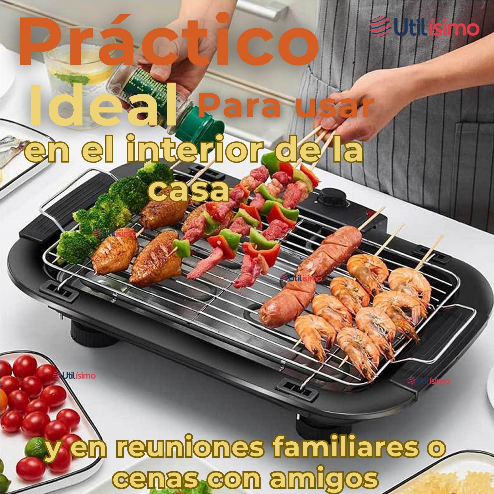 PARRILLERA ELÉCTRICA ASADOR 2000W DE POTENCIA ANTIADHERENTE NEGRO - 7