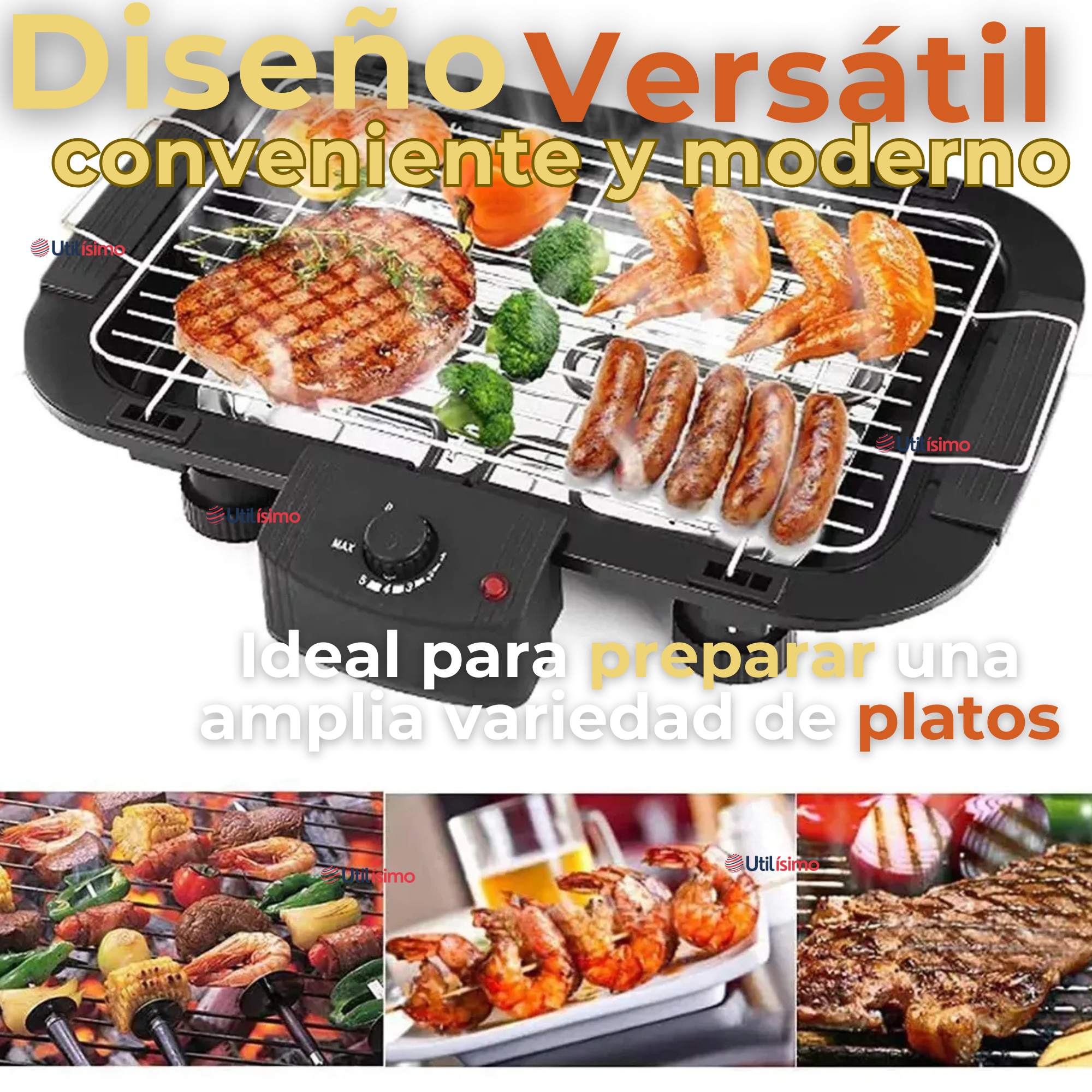 PARRILLERA ELÉCTRICA ASADOR 2000W DE POTENCIA ANTIADHERENTE NEGRO - 7