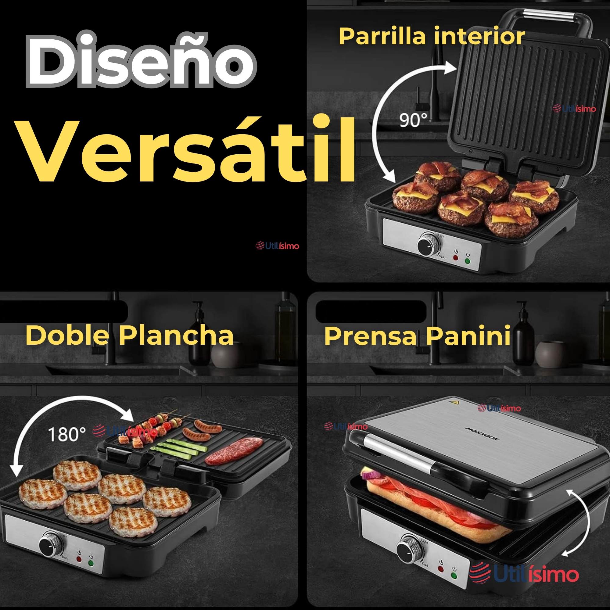 PLANCHA PARRILLERA ELÉCTRICA 2000W ASADORA DOBLE CARA ANTIADHERENTE - 5