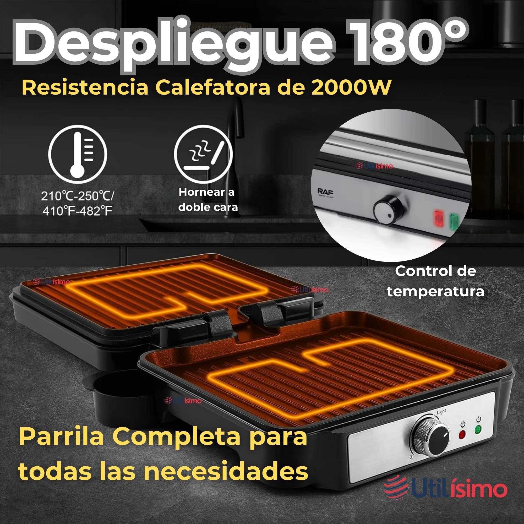 PLANCHA PARRILLERA ELÉCTRICA 2000W ASADORA DOBLE CARA ANTIADHERENTE - 6