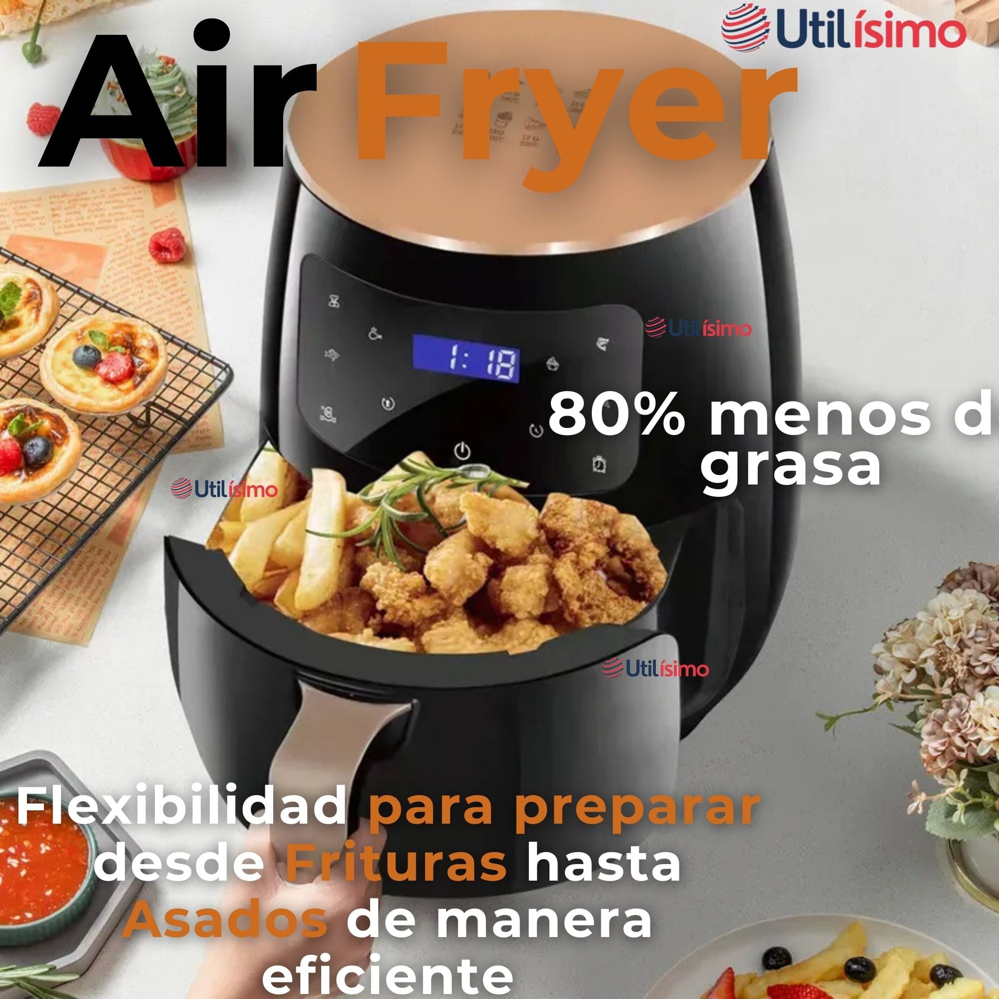 FREIDORA DE AIRE DIGITAL 6 LITROS 2400W AIR FRYER PREMIUM - 3