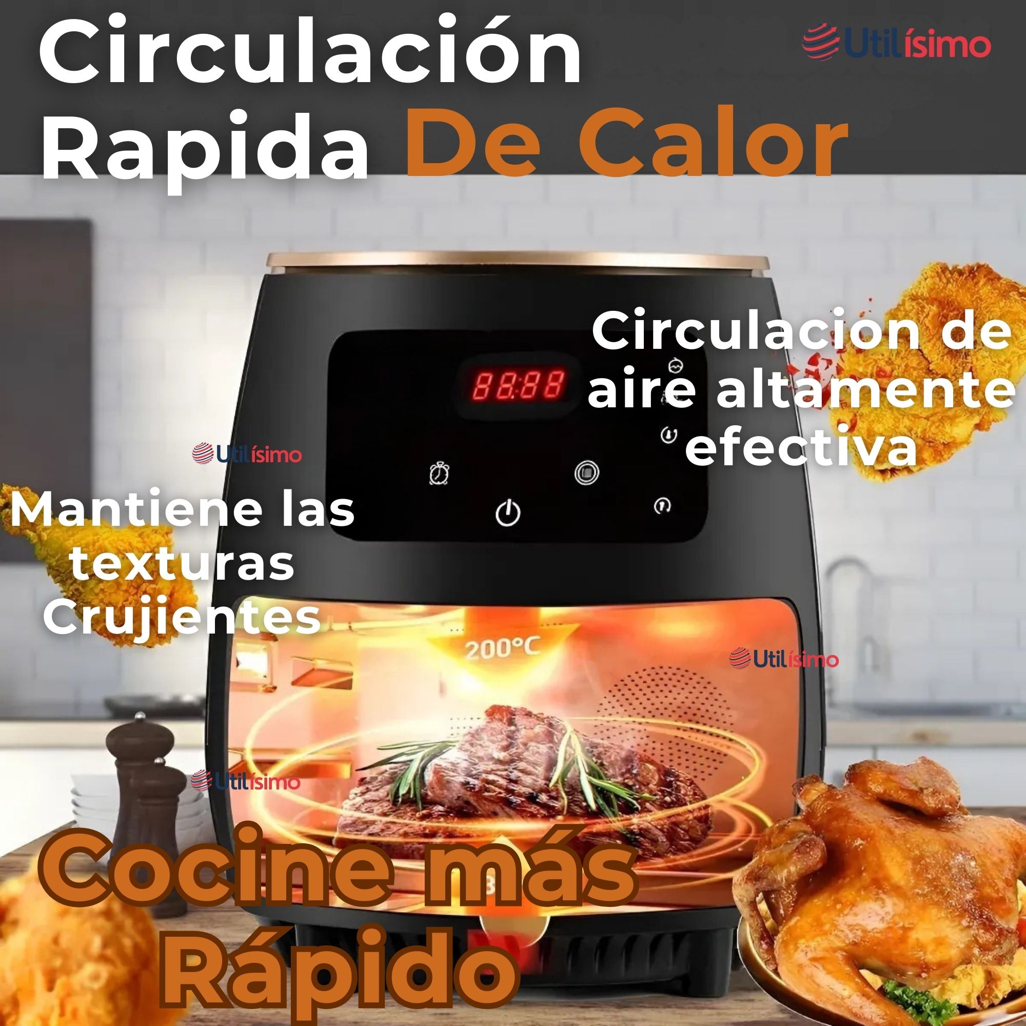 FREIDORA DE AIRE DIGITAL 6 LITROS 2400W AIR FRYER PREMIUM - 5