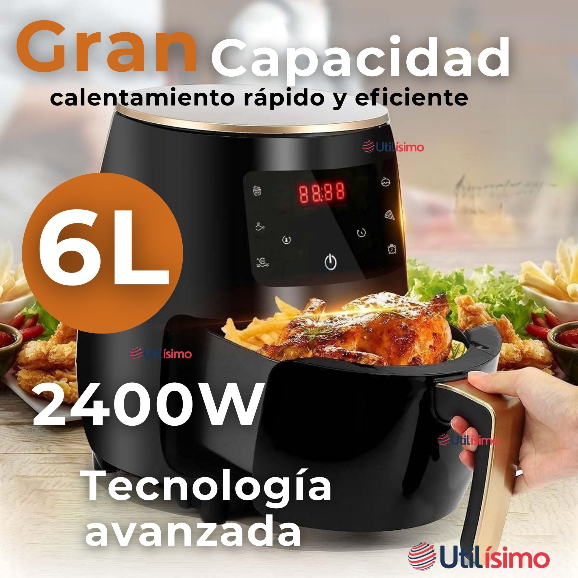 FREIDORA DE AIRE DIGITAL 6 LITROS 2400W AIR FRYER PREMIUM - 6