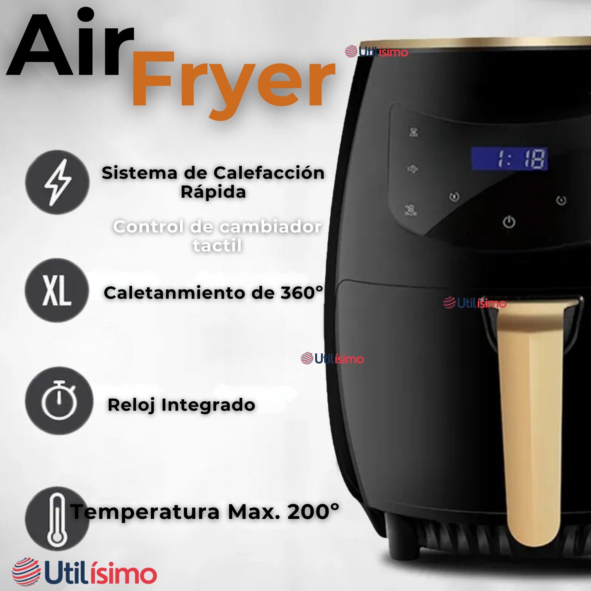 FREIDORA DE AIRE DIGITAL 6 LITROS 2400W AIR FRYER PREMIUM - 7
