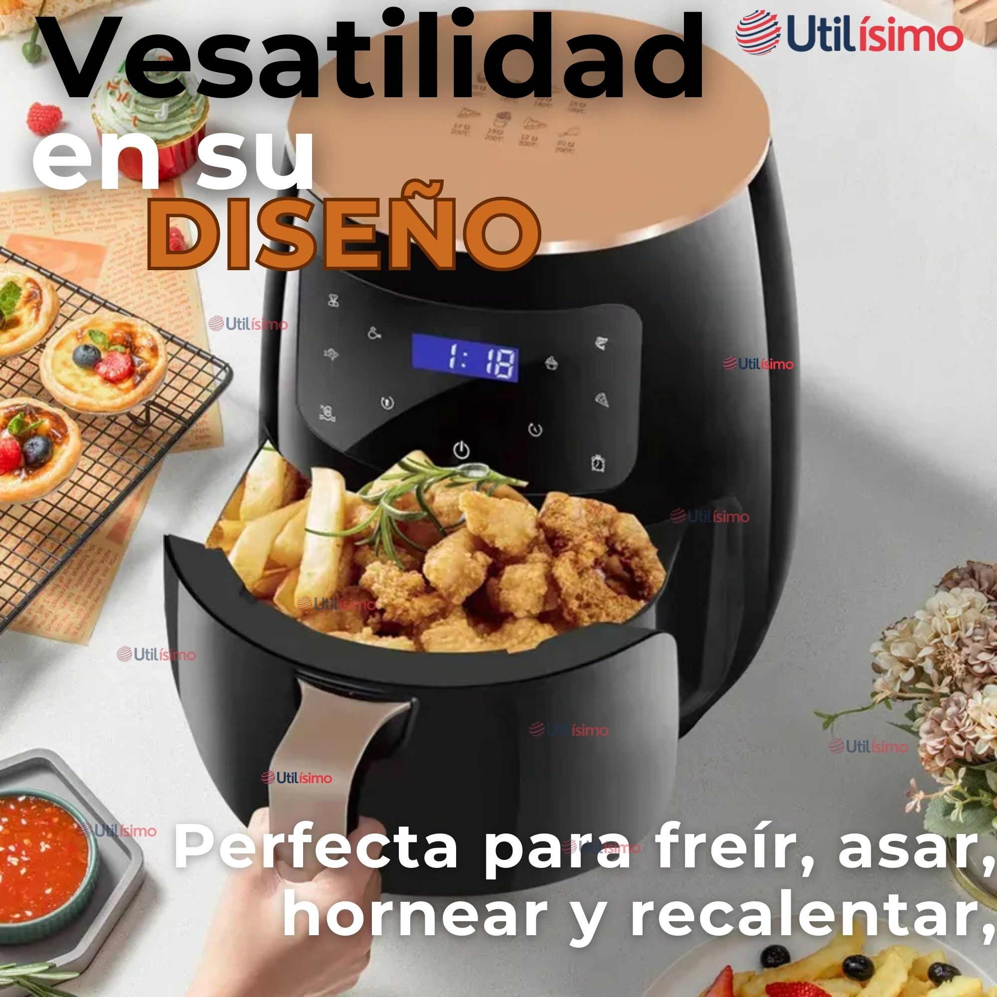 FREIDORA DE AIRE DIGITAL 6 LITROS 2400W AIR FRYER PREMIUM - 8