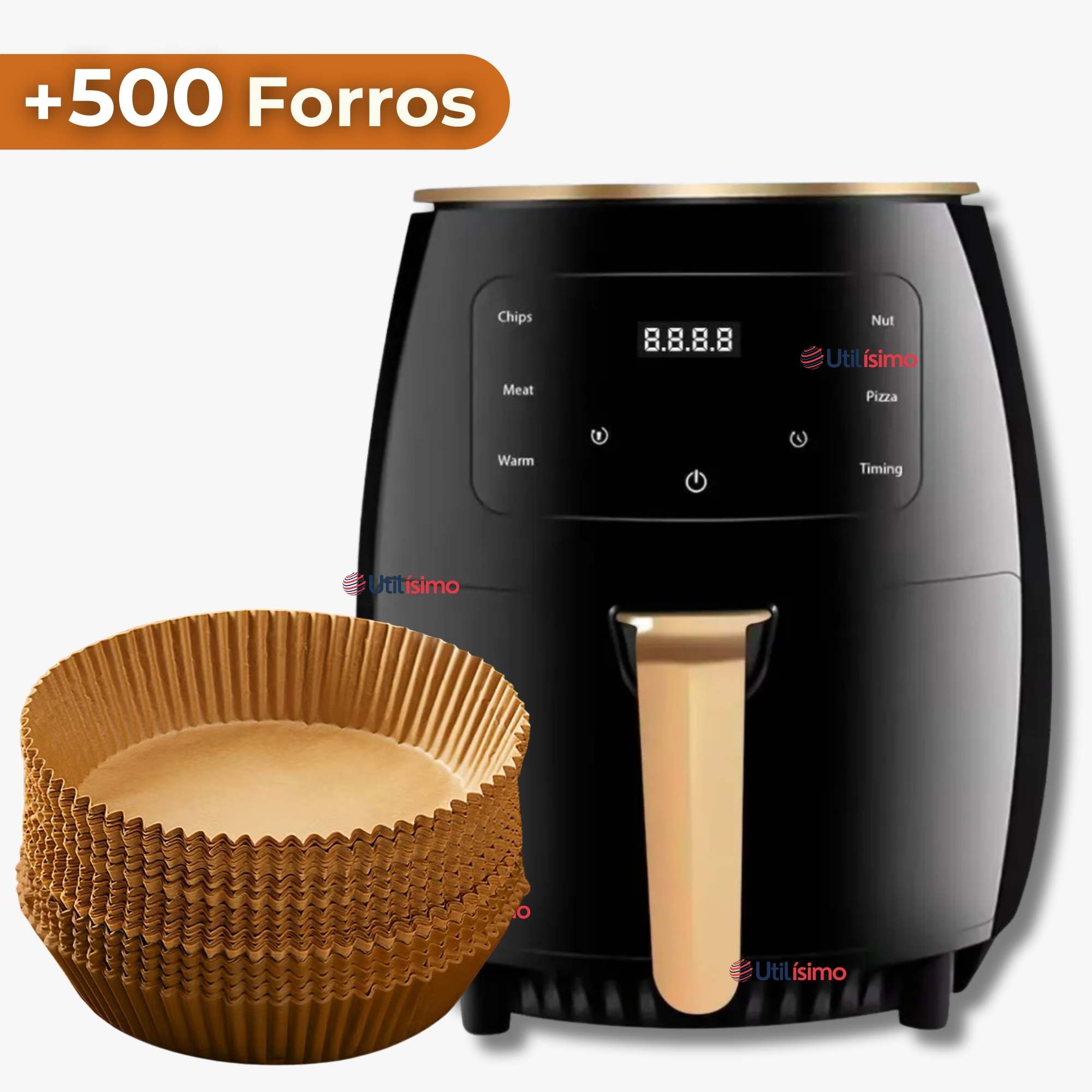FREIDORA DE AIRE + 500 FORROS ANTIADHERENTE CAPACIDAD 6 LITROS 2400W DE POTENCIA - 1