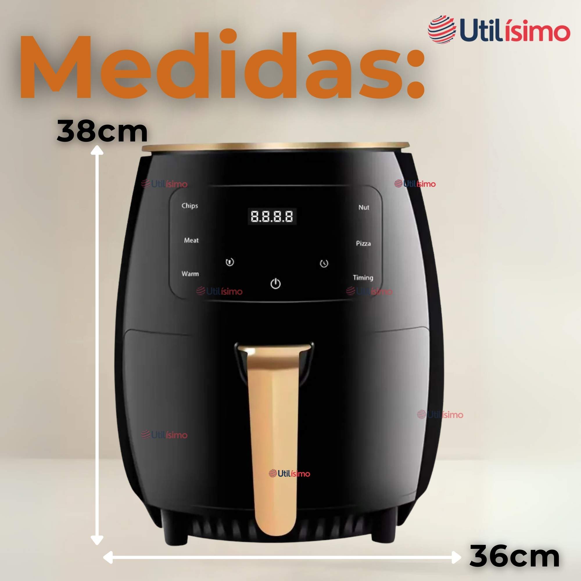 FREIDORA DE AIRE + 500 FORROS ANTIADHERENTE CAPACIDAD 6 LITROS 2400W DE POTENCIA - 8