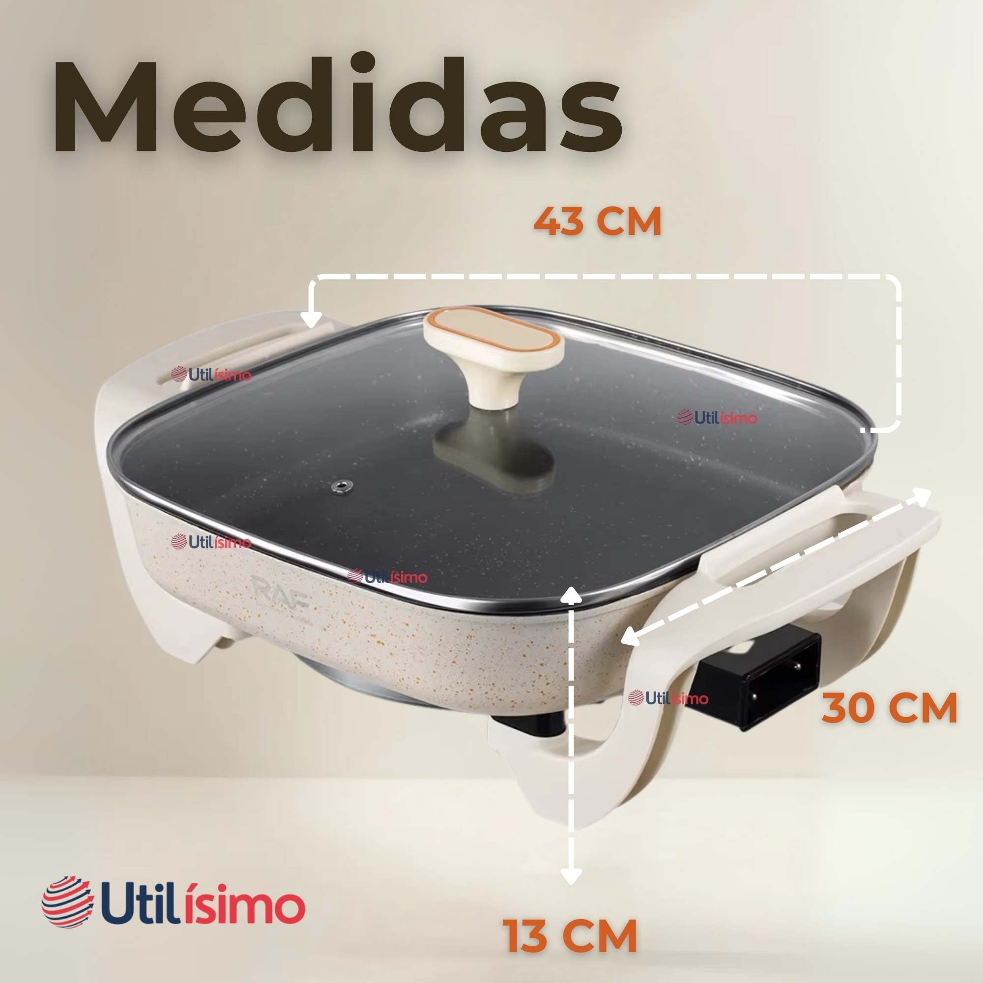 SARTEN ELÉCTRICO ANTIADHERENTE MULTIFUNCIONAL 5 LITROS 1200W DE POTENCIA - 3