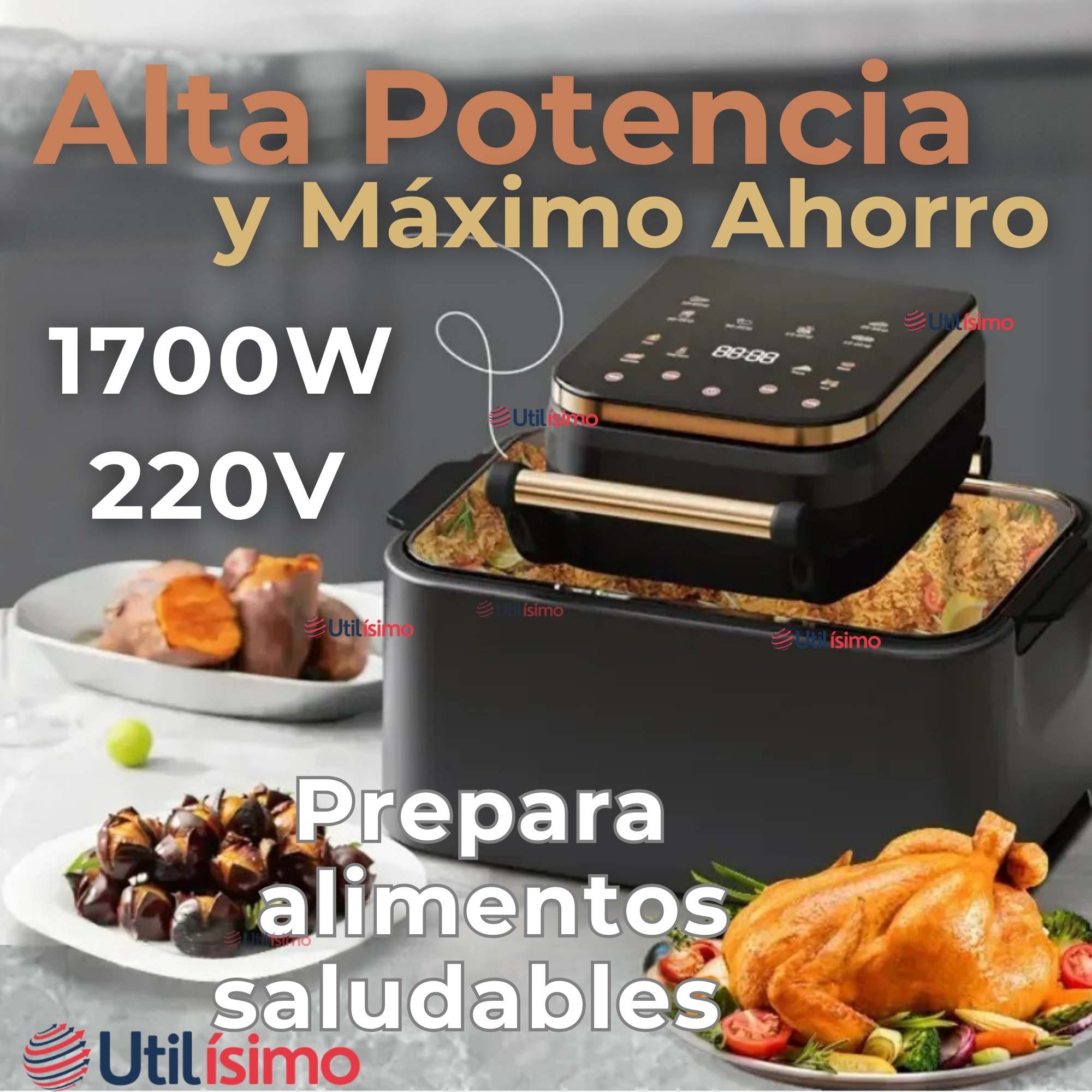 FREIDORA DE AIRE PANTALLA DIGITAL 12 LITROS 1700W AIR FRYER - 5