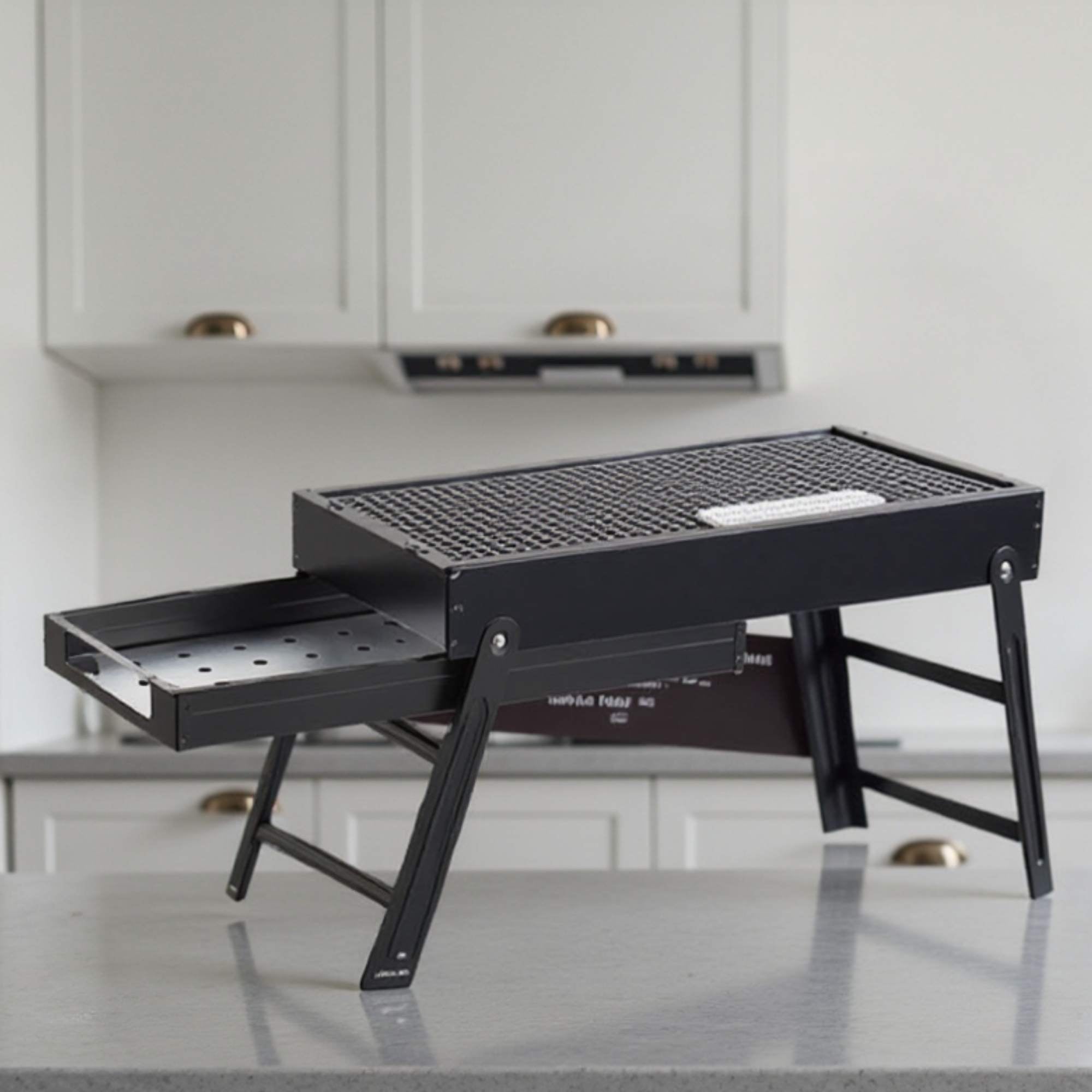 MINI PARRILLERA DE CARBON PLEGABLE PORTATIL ACERO - 1