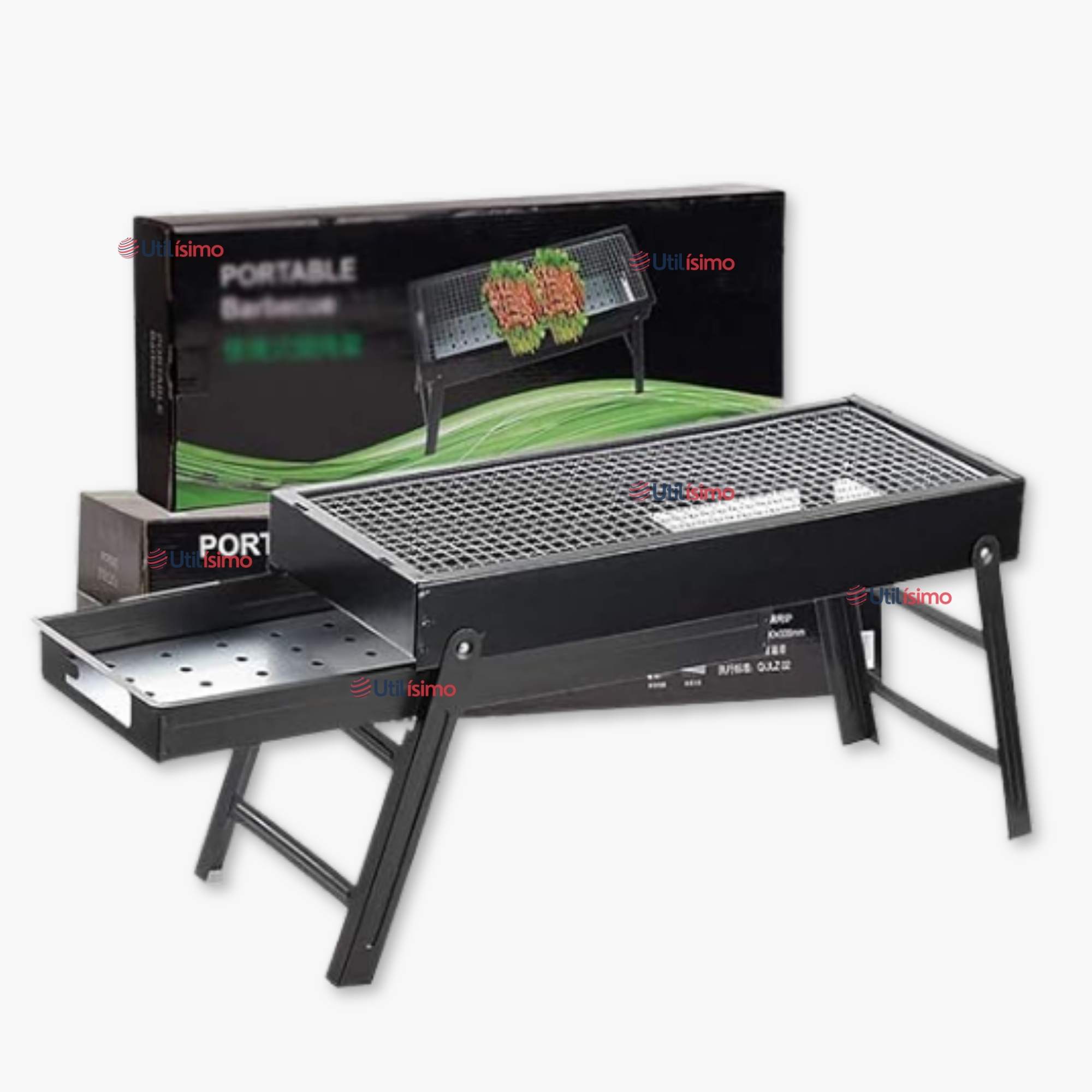MINI PARRILLERA DE CARBON PLEGABLE PORTATIL ACERO - 1