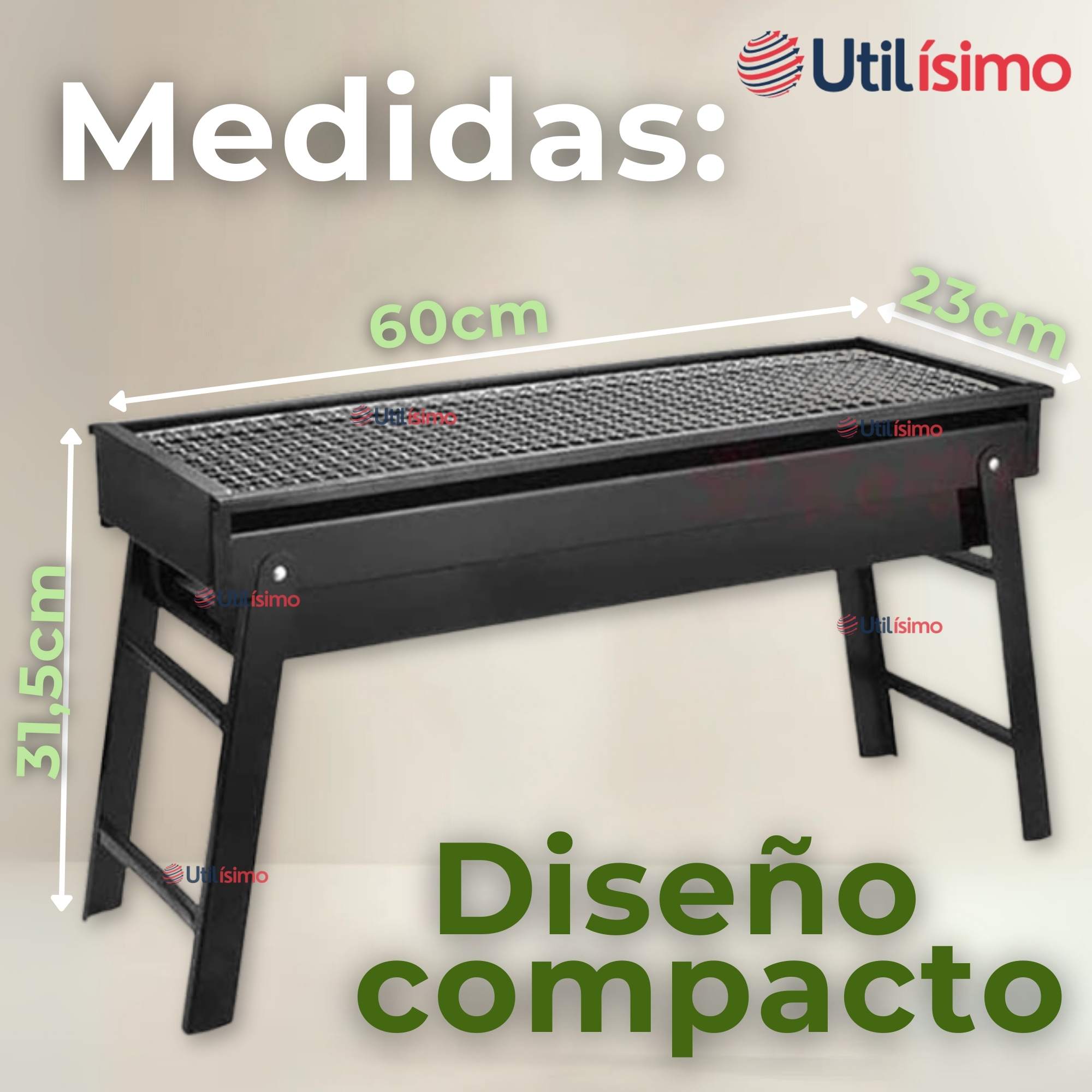 MINI PARRILLERA DE CARBON PLEGABLE PORTATIL ACERO - 4